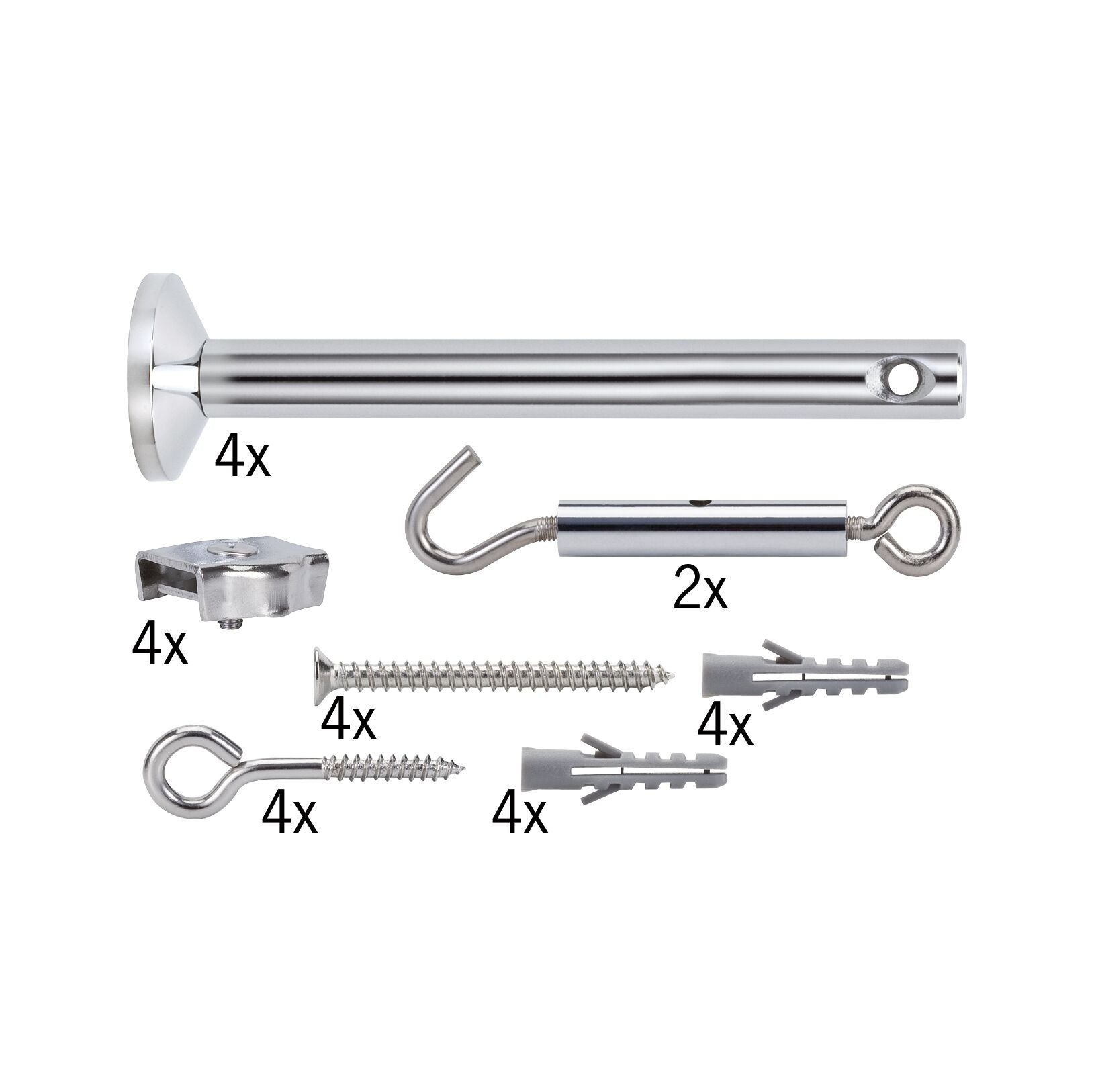 Seilsystem Montageset Halterung + Umlenker Chrom