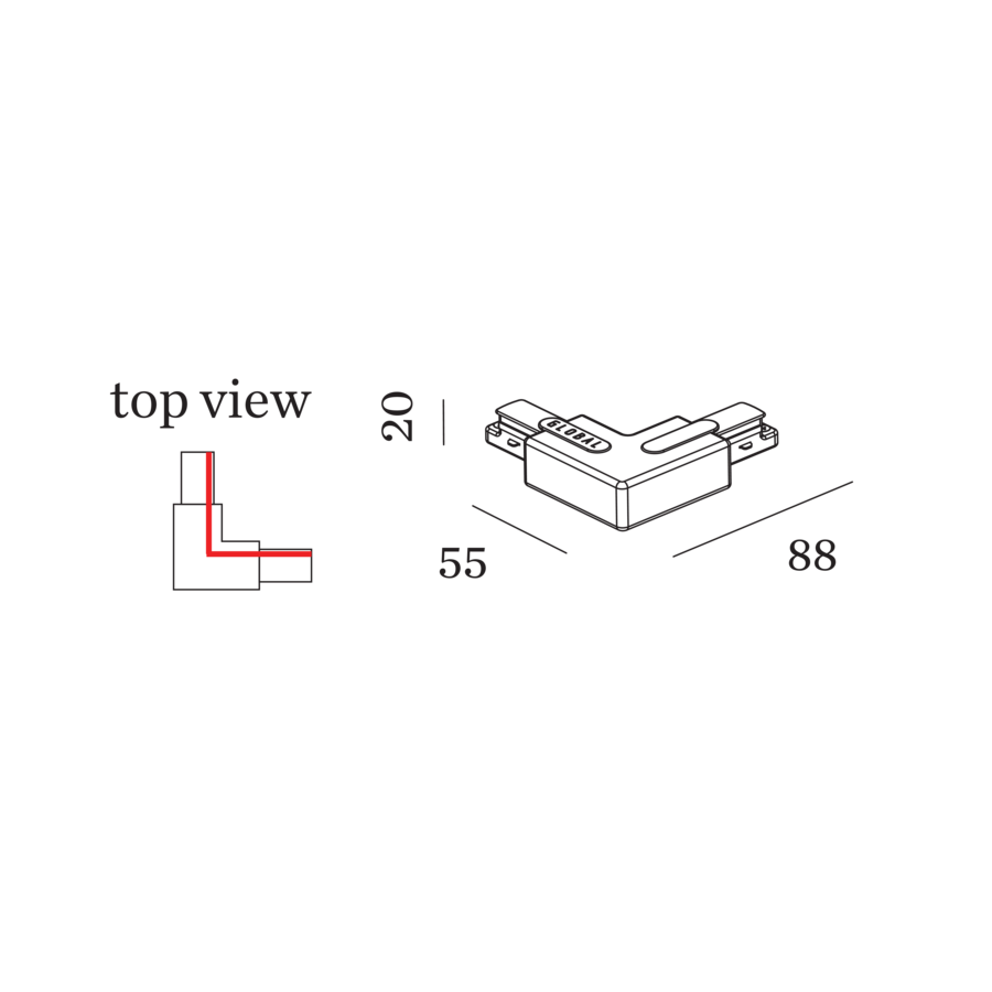 L-Verbinder 1-Phasen Schiene | links 