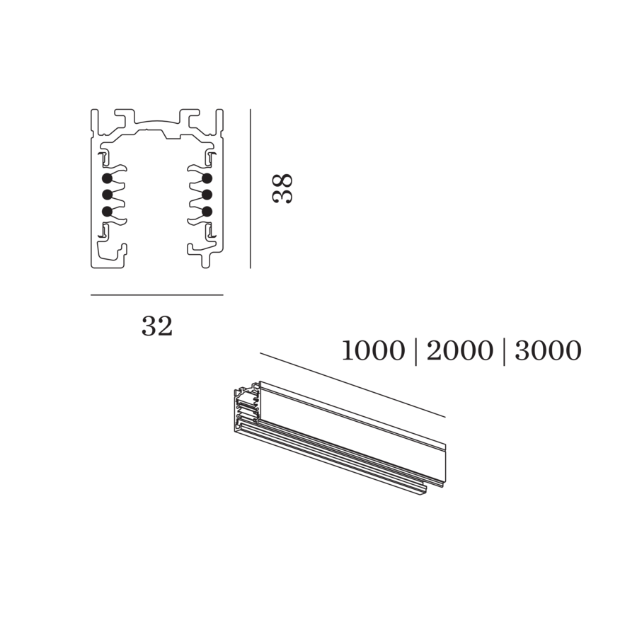 Schiene für 3-Phasen System