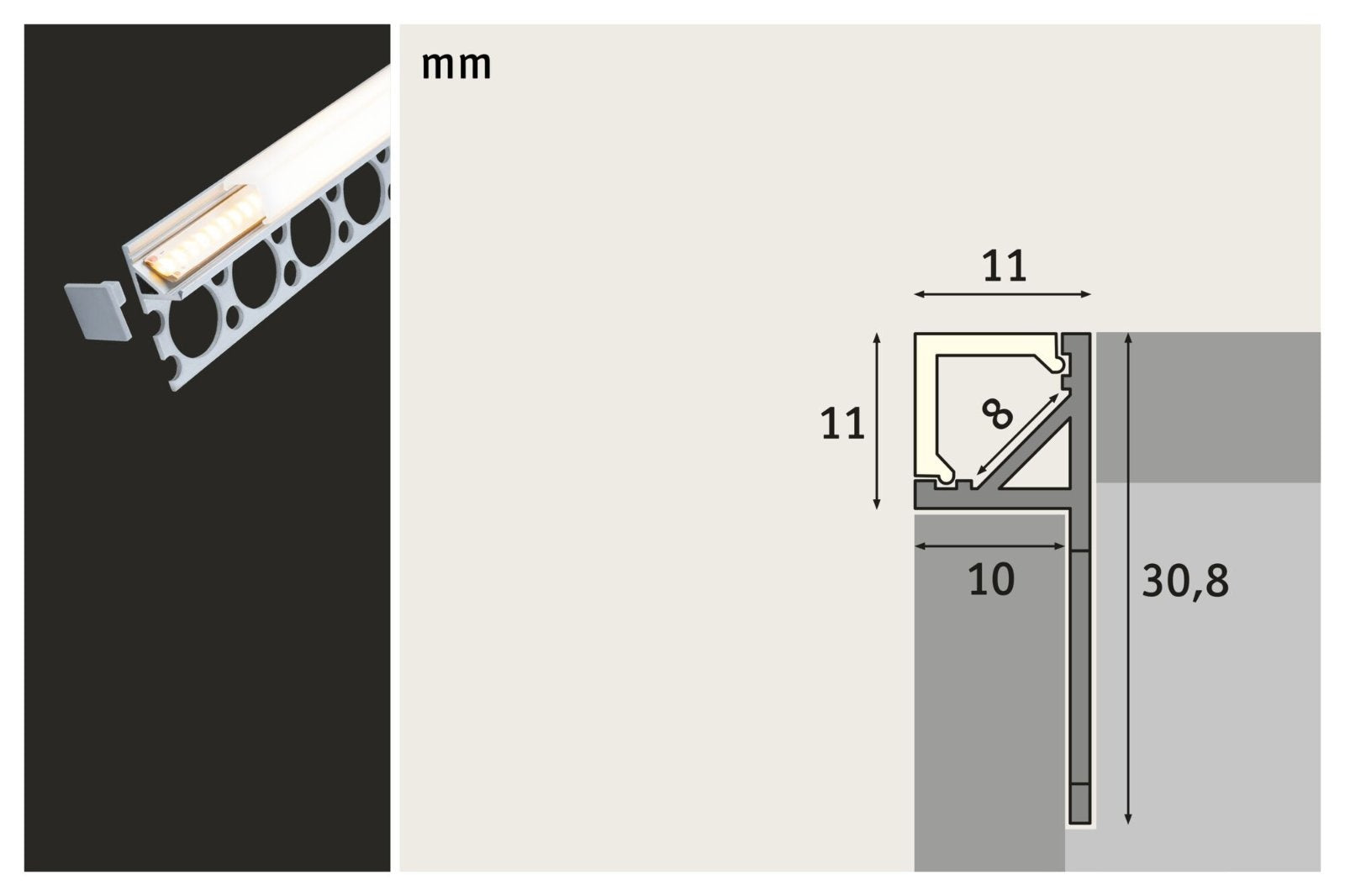  LumiTiles LED Strip Profil Frame 2m  Alu eloxiert/Satin