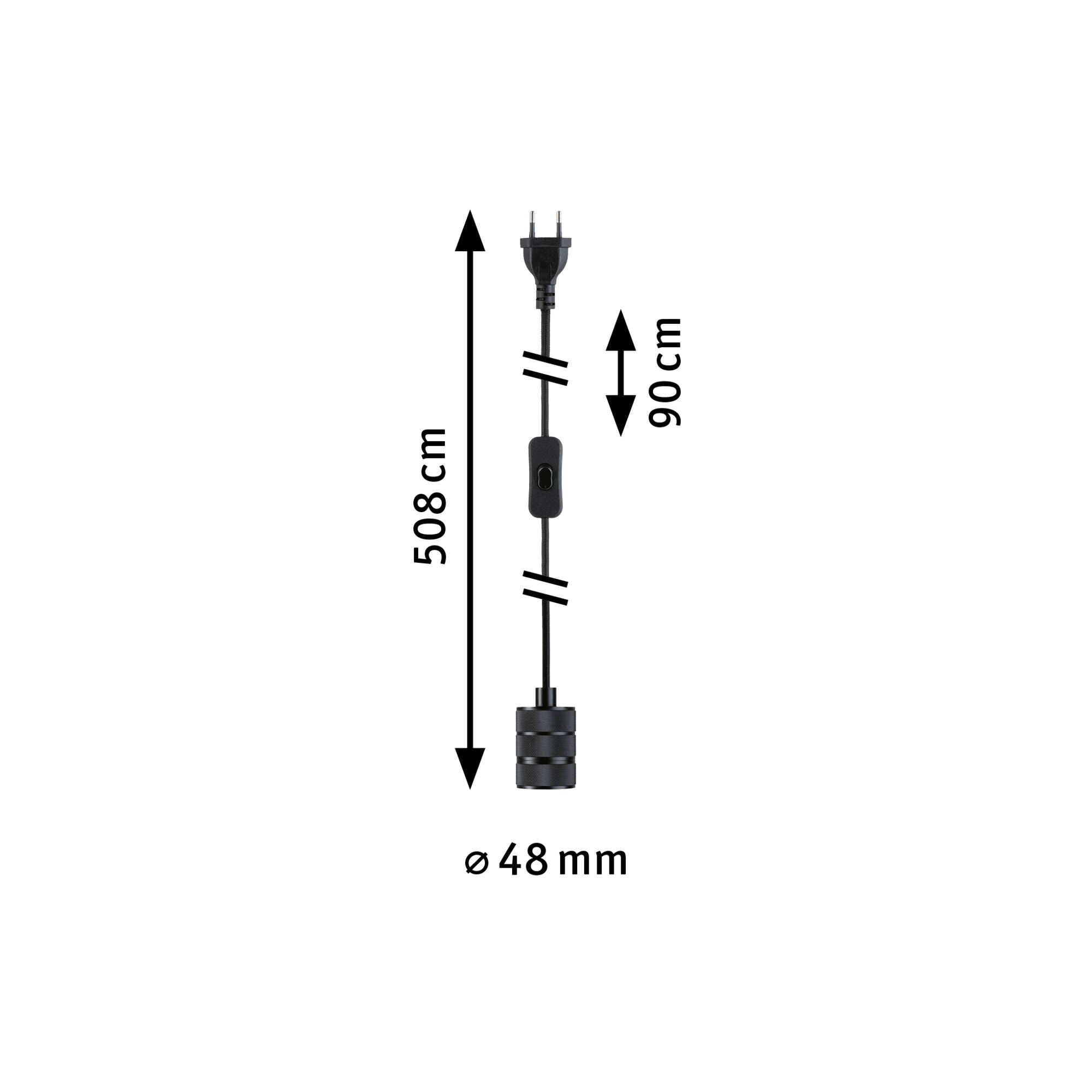 Neordic Tilla inkl. Stecker E27 max. 20W Schwarz dimmbar Metall