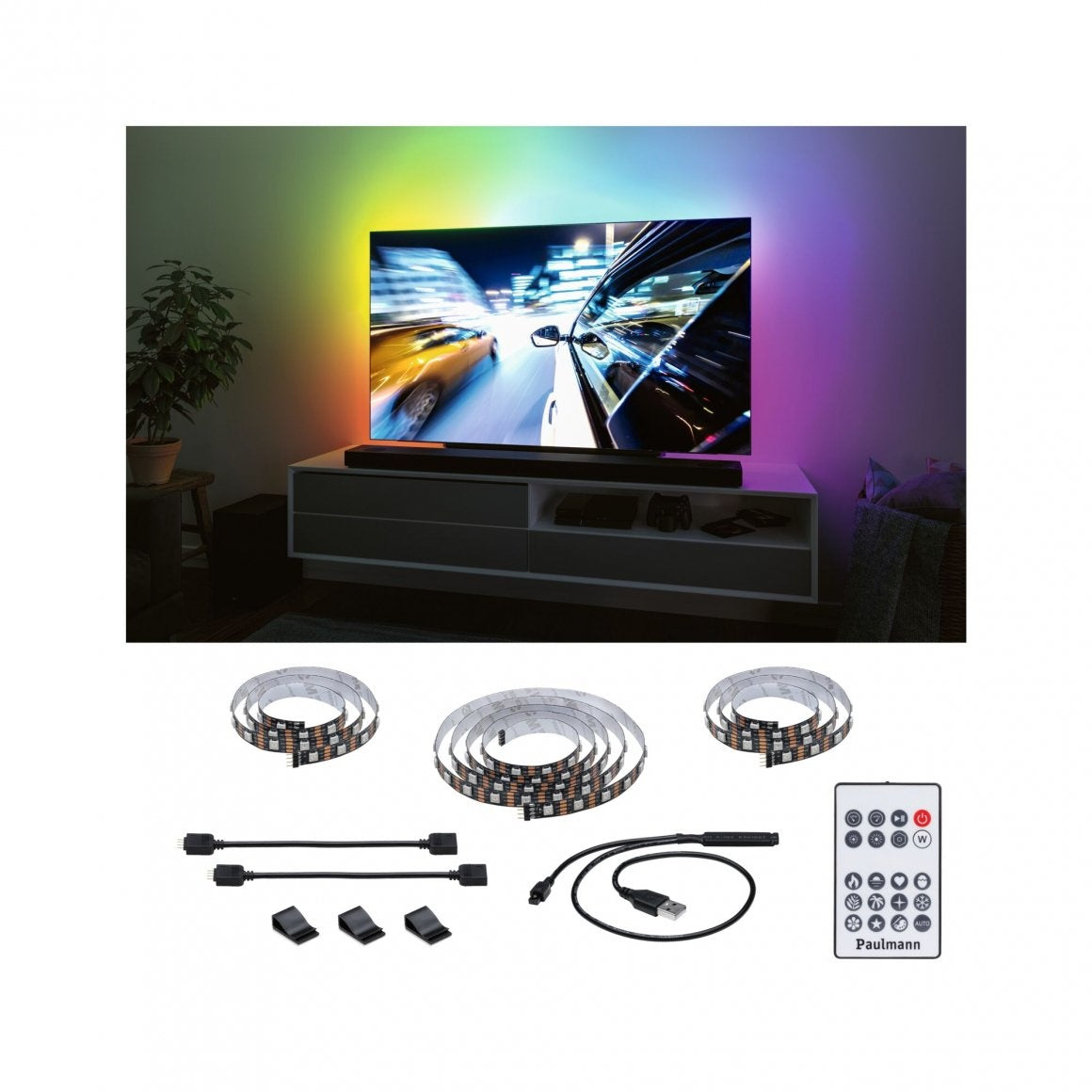  EntertainLED USB LED Strip TV-Beleuchtung 65 Zoll  2,4m 4W 60LEDs/m RGB+