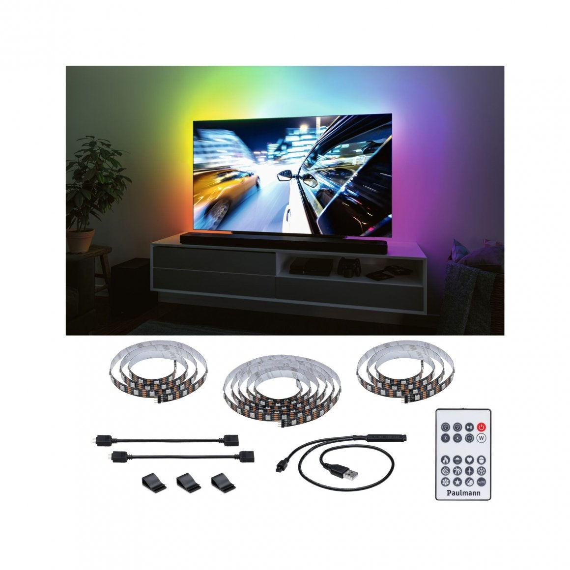  EntertainLED USB LED Strip TV-Beleuchtung 75 Zoll  3,1m 5W 60LEDs/m RGB+