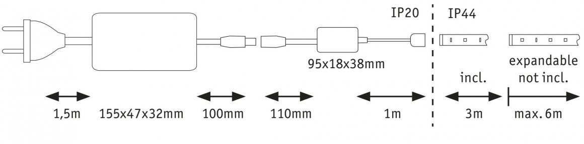  MaxLED 500 LED Strip RGBW  3m 27W 1200lm 60LEDs/m 3000K 60VA