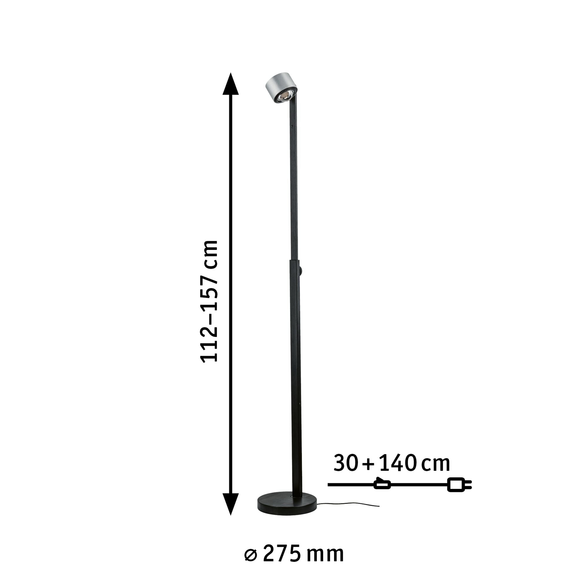 LED Stehleuchte Aldan 2700K 827lm / 473lm 8,5 / 1x7W Schwarz/Alu gebürstet