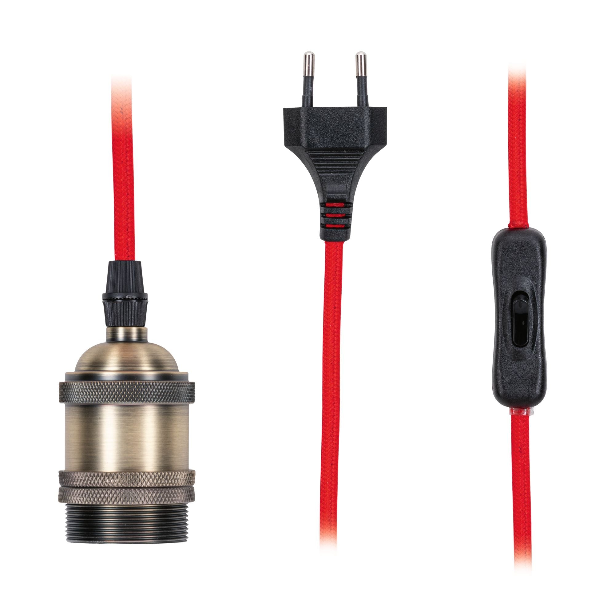 Neordic Eldar inkl. Stecker E27 max. 20W Rot/Nickel gebürstet dimmbar Metall