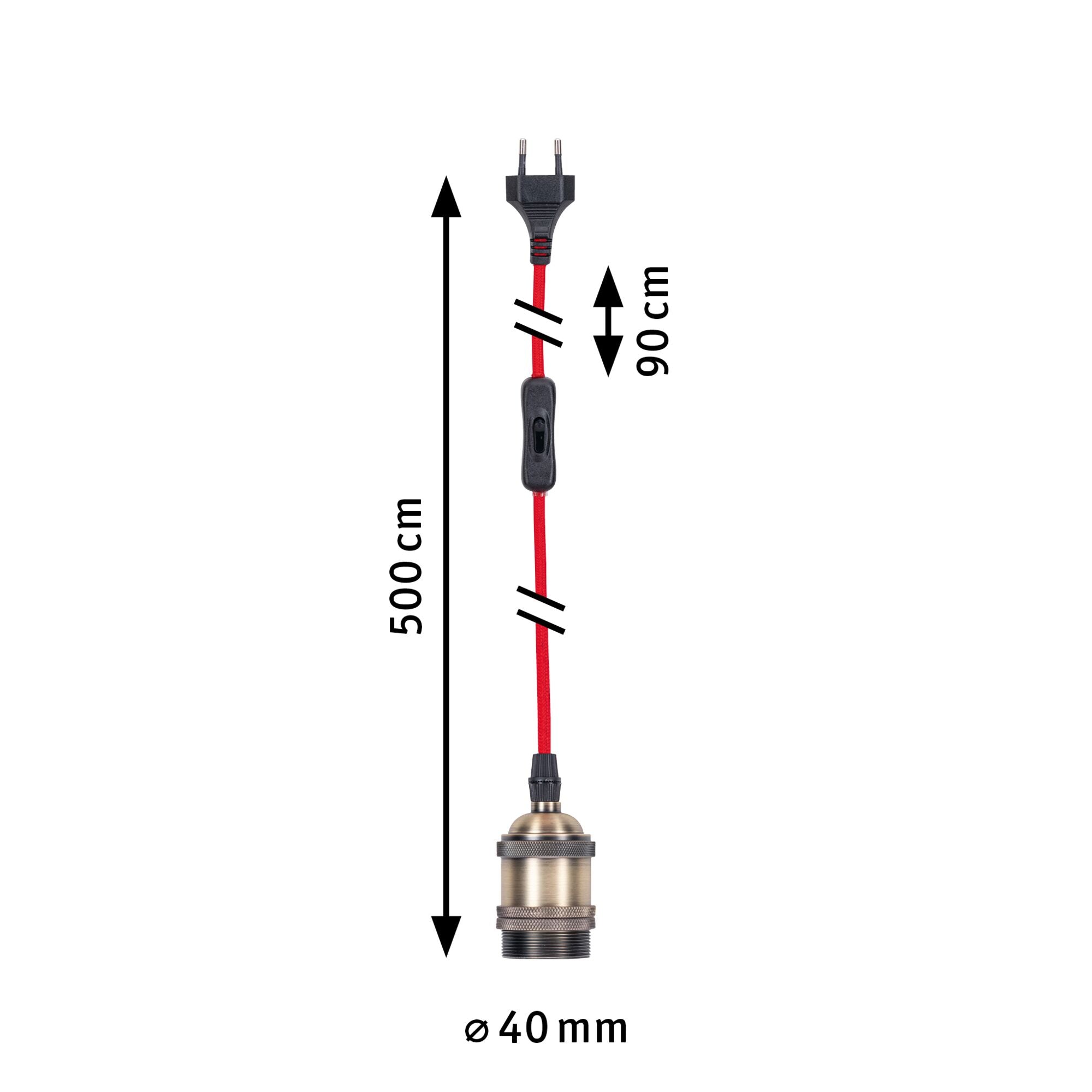 Neordic Eldar inkl. Stecker E27 max. 20W Rot/Nickel gebürstet dimmbar Metall