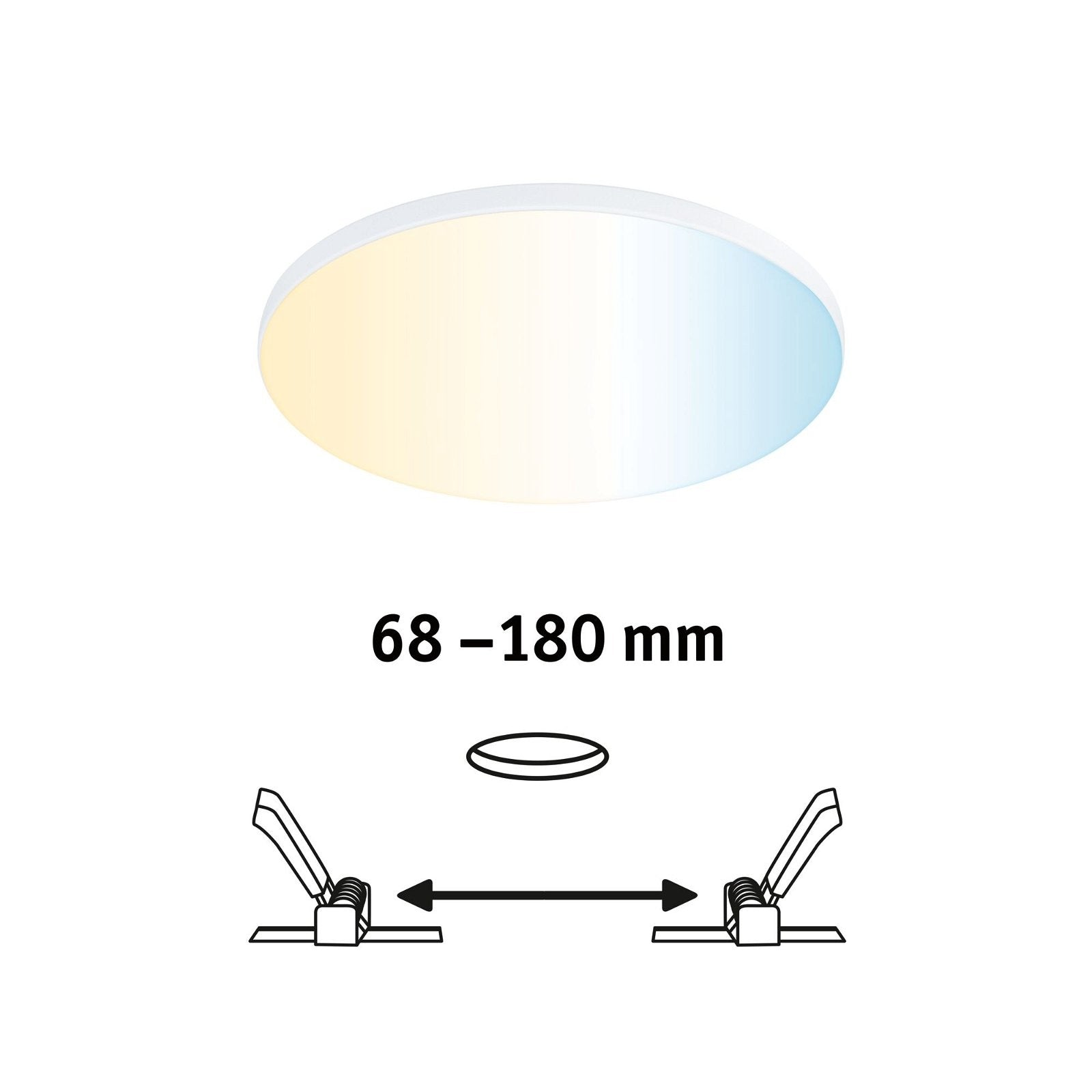  VariFit LED Einbaupanel Veluna Edge  IP44 rund 160mm 1000lm Tunable White Weiß dimmbar