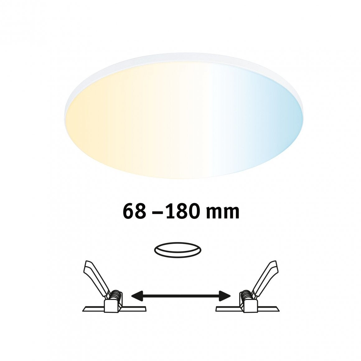  VariFit LED Einbaupanel Veluna Edge  IP44 rund 200mm 1400lm Tunable White Weiß dimmbar