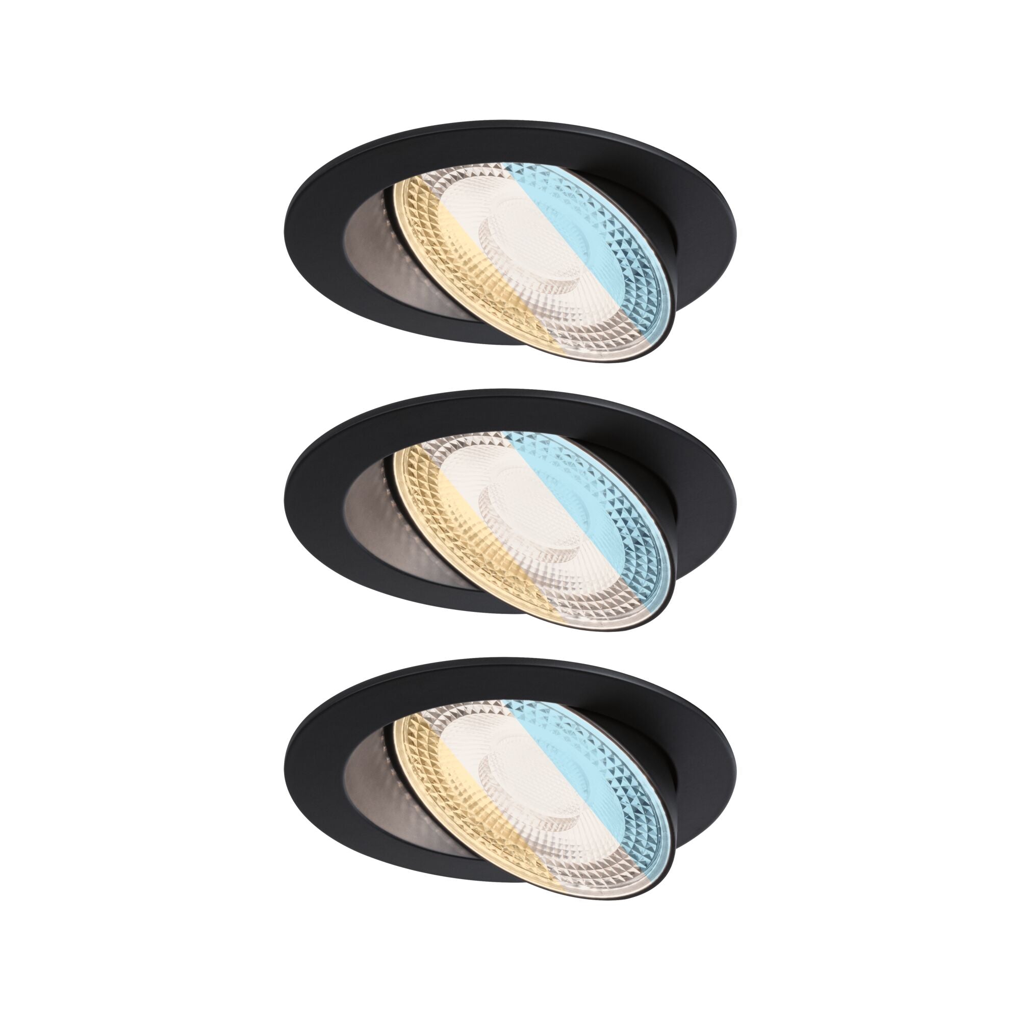 LED Einbauleuchte Aumus  3er-Set rund 105mm 90° 3x5W 3x700lm 230V dimmbar 2700 - 6500K Schwarz