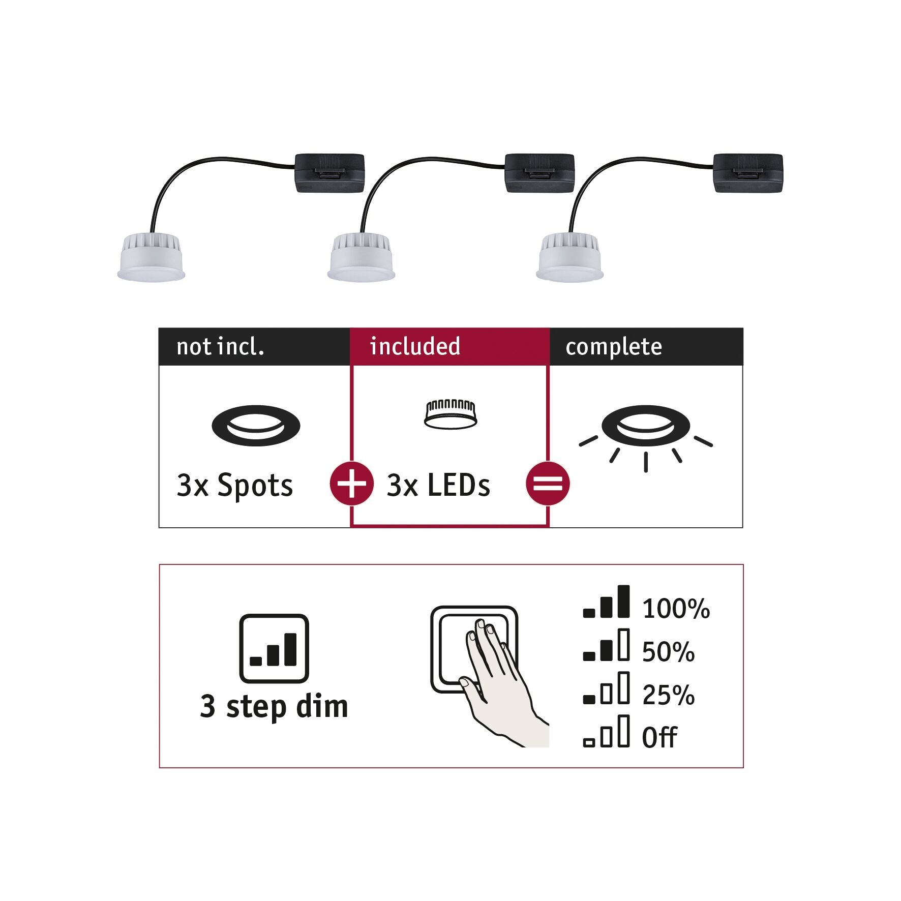 LED Modul Einbauleuchte Choose Coin 3er-Set rund 50mm Coin 3x6W 3x470lm 230V dimmbar 2700K Satin