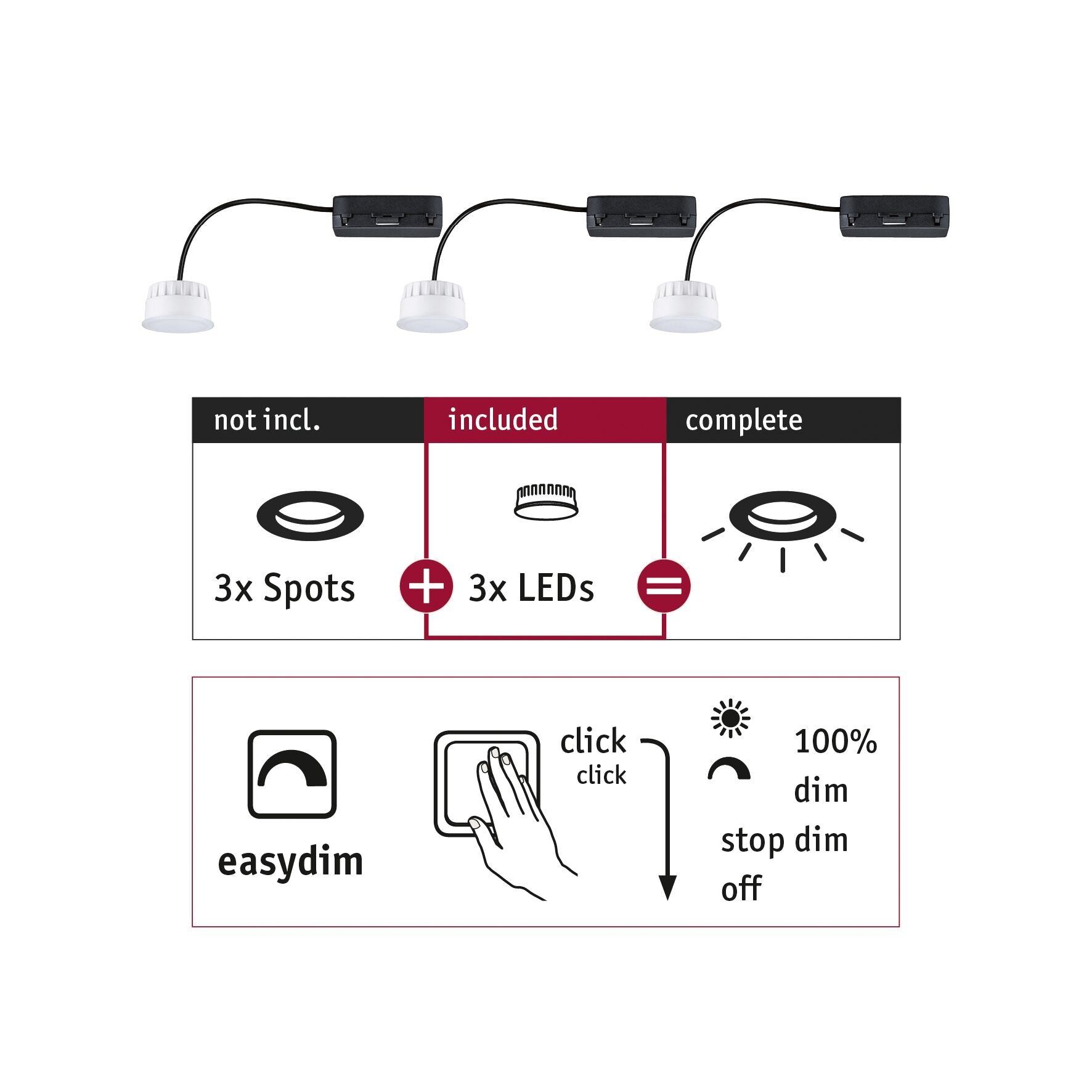 LED Modul Einbauleuchte Choose Coin 3er-Set rund 51mm Coin 3x6,5W 3x630lm 230V dimmbar 2700K Satin