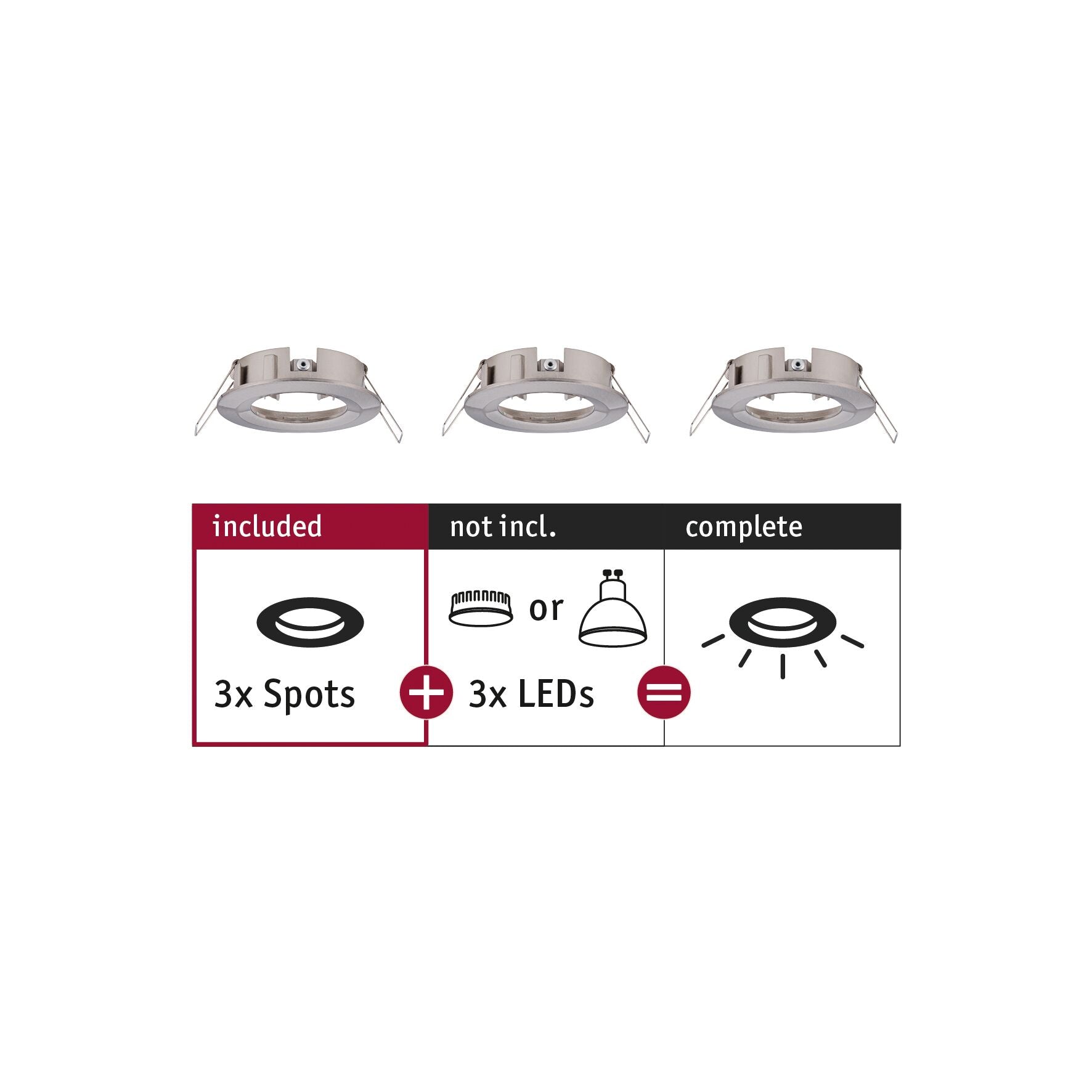 Einbauleuchte Choose  Basisset starr IP44 rund 78mm max. 3x10W 230V dimmbar Eisen gebürstet