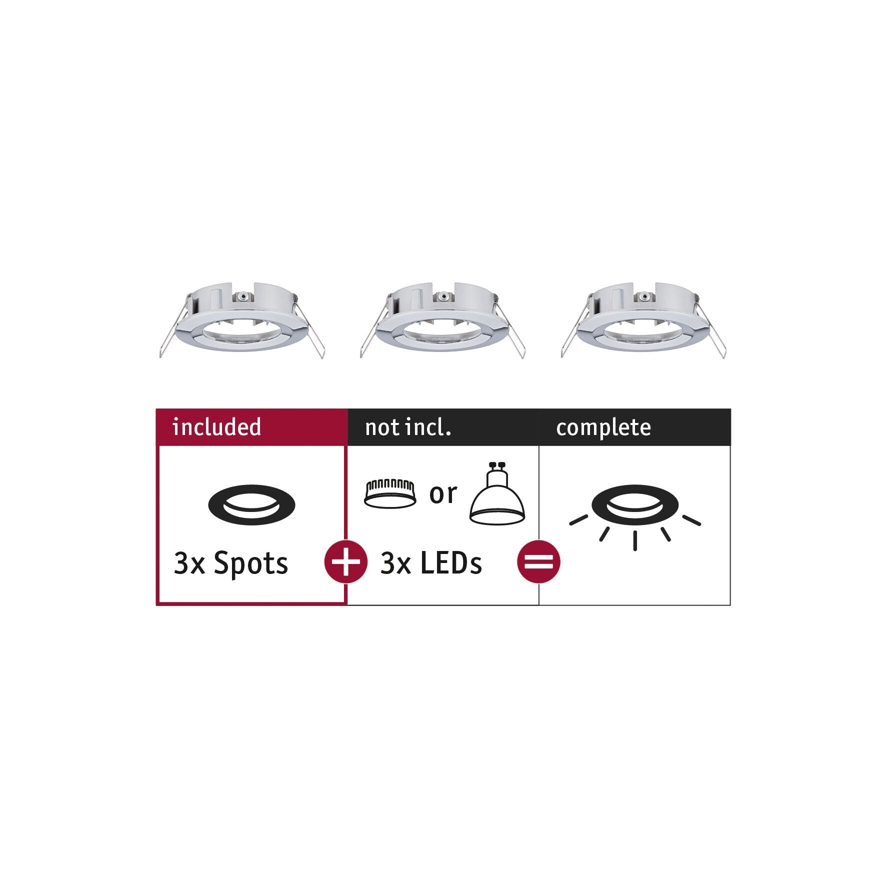 Einbauleuchte Choose  Basisset starr IP44 rund 78mm max. 3x10W 230V dimmbar Chrom