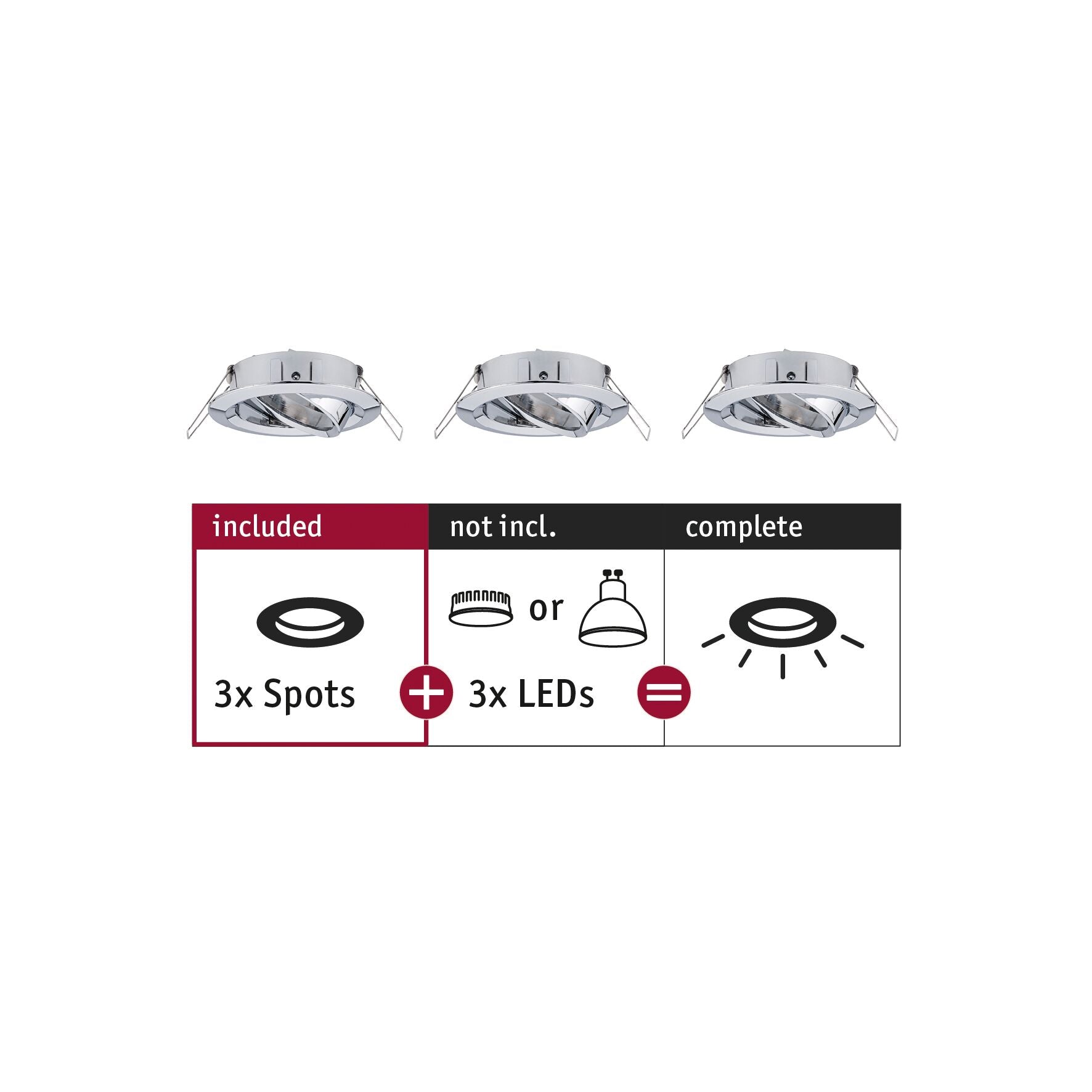 Einbauleuchte Choose  Basisset schwenkbar rund 84mm 50° max. 3x10W 230V dimmbar Chrom