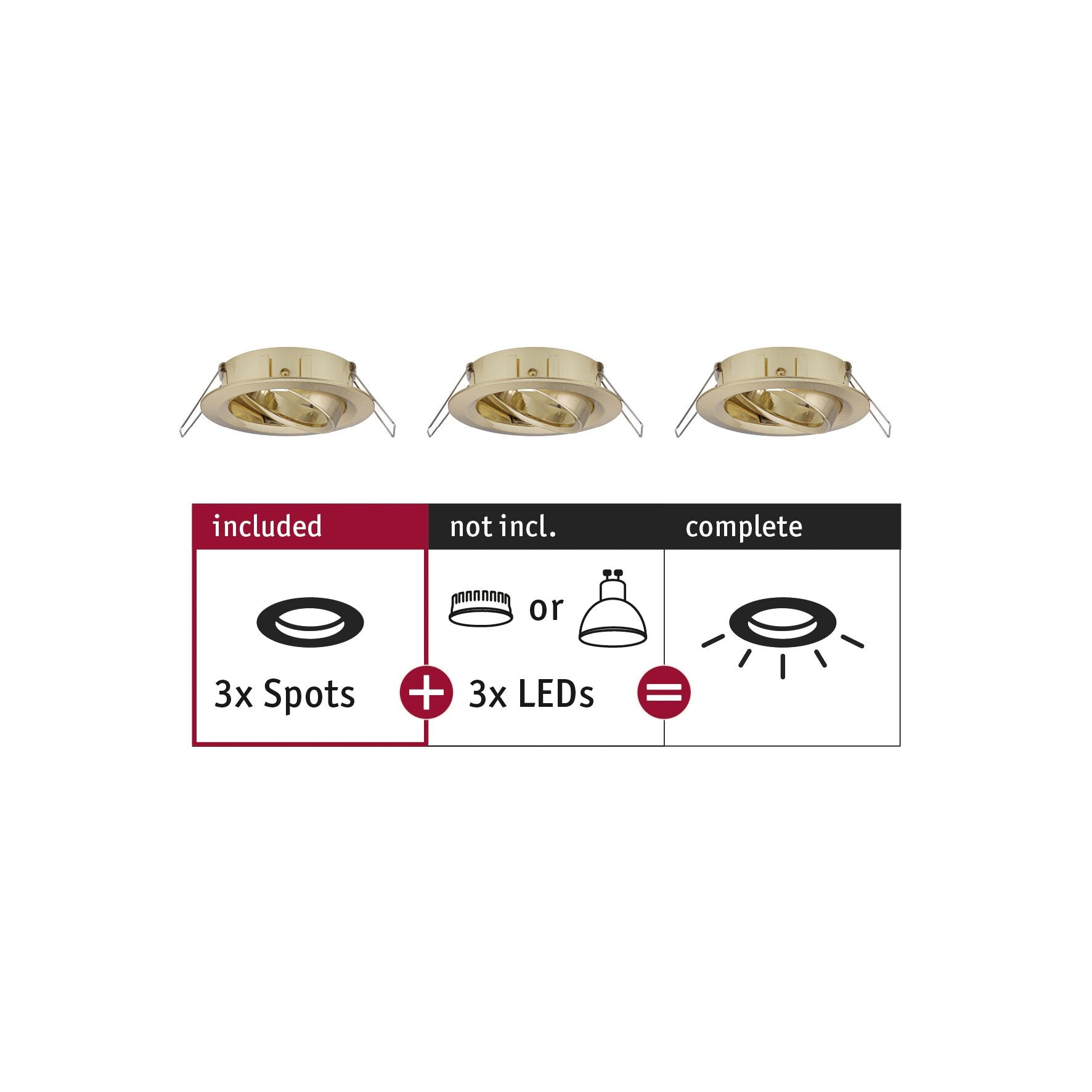 Einbauleuchte Choose  Basisset schwenkbar rund 84mm 50° max. 3x10W 230V dimmbar Messing gebürstet