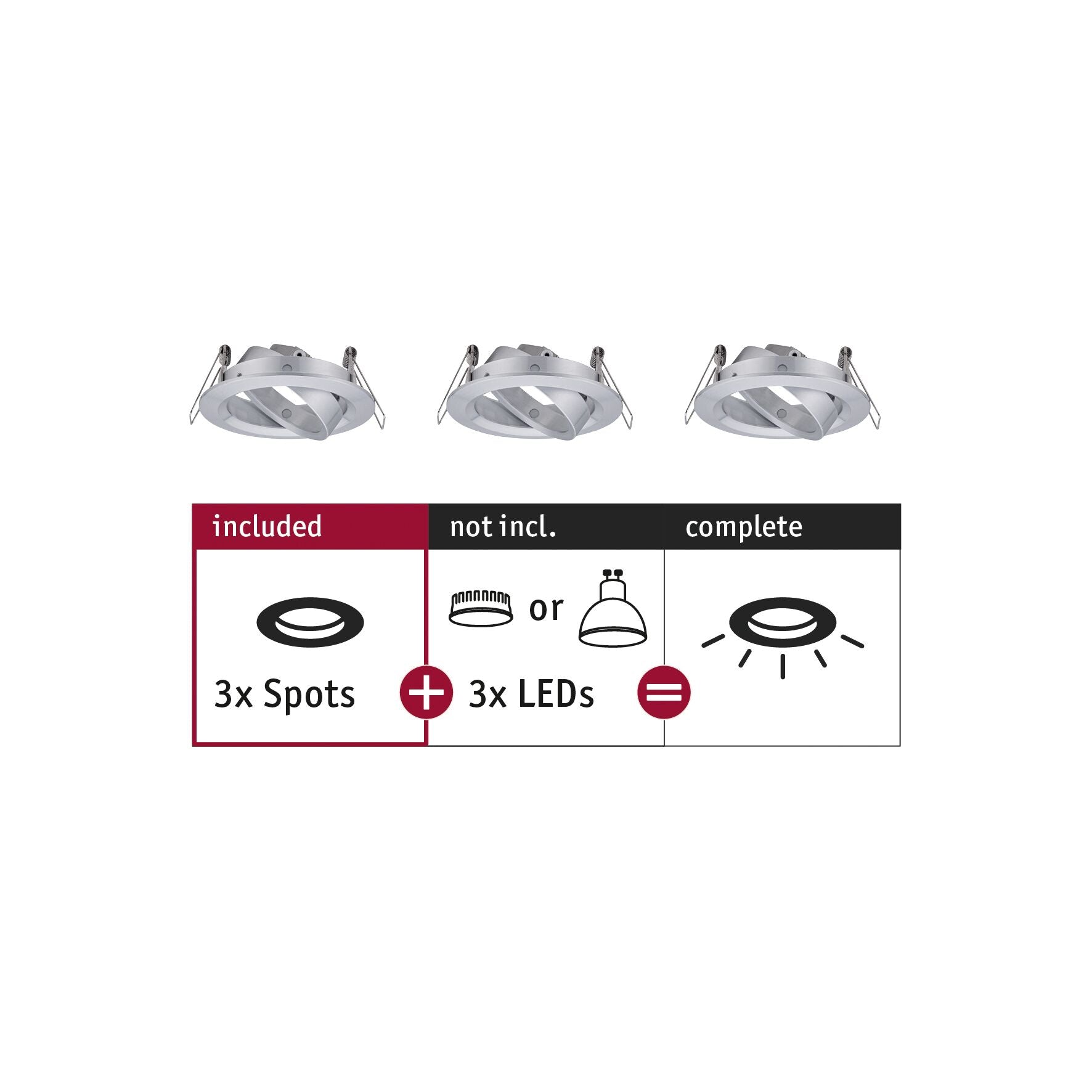 Einbauleuchte Choose  Basisset schwenkbar rund 84mm 50° max. 3x10W 230V dimmbar Alu gedreht