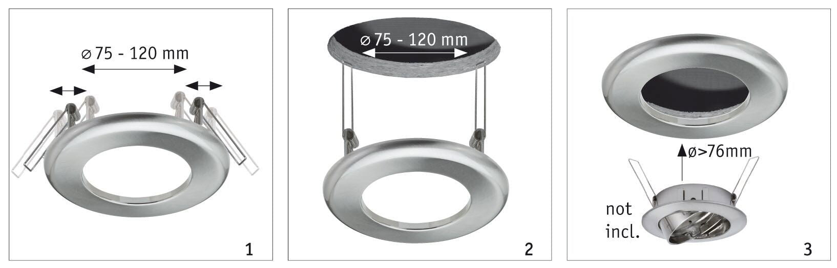 Zubehör Einbauleuchten-Einbauadapter Ø 130 mm  75-120 mm auf 68-70 mm 130mm Weiß