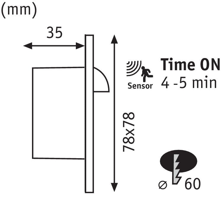 Wand EBL Set Sensor eckig 1x2,7W 2700K230V Weiß/Kunststoff