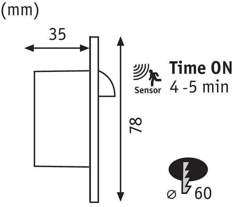 Wand EBL Set Sensor rund 1x2,7W 2700K230V Weiß/Kunststoff