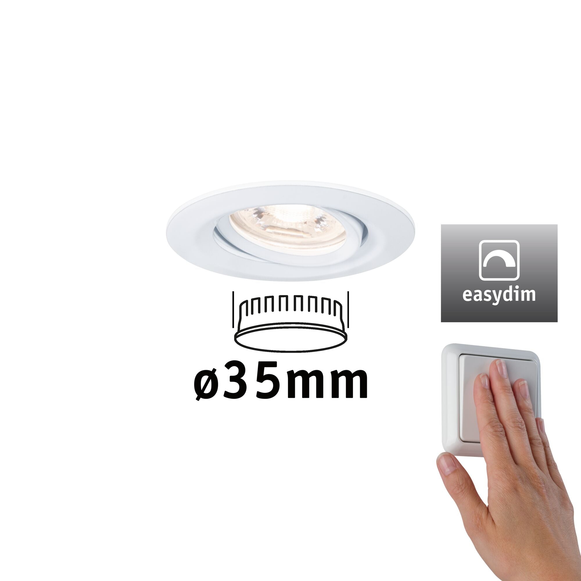 LED Einbauleuchte Nova Mini Plus Coin Einzelleuchte schwenkbar rund 66mm 15° Coin 4,2W 300lm 230V dimmbar 2700K Weiß matt