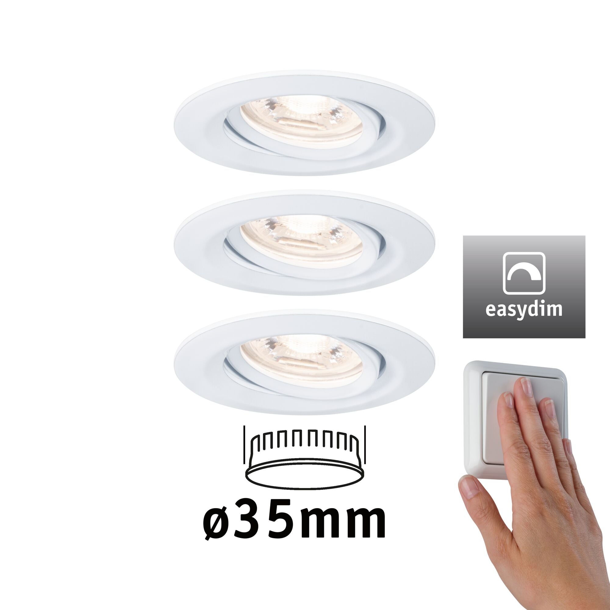 LED Einbauleuchte Nova Mini Plus Coin Basisset schwenkbar rund 66mm 15° Coin 3x4,2W 3x300lm 230V dimmbar 2700K Weiß matt