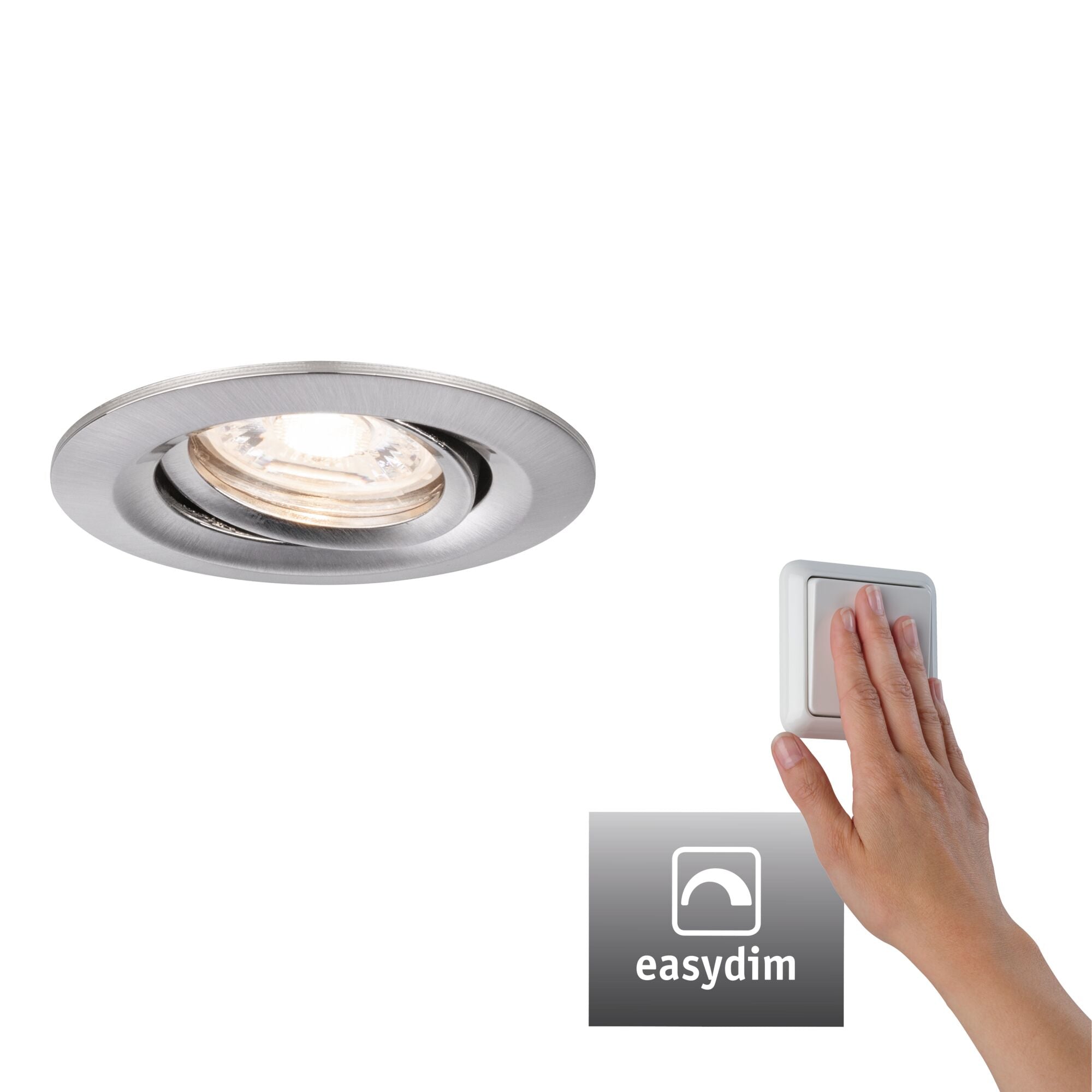 LED Einbauleuchte Nova Mini Plus Coin Einzelleuchte schwenkbar rund 66mm 15° Coin 4,2W 300lm 230V dimmbar 2700K Eisen gebürstet