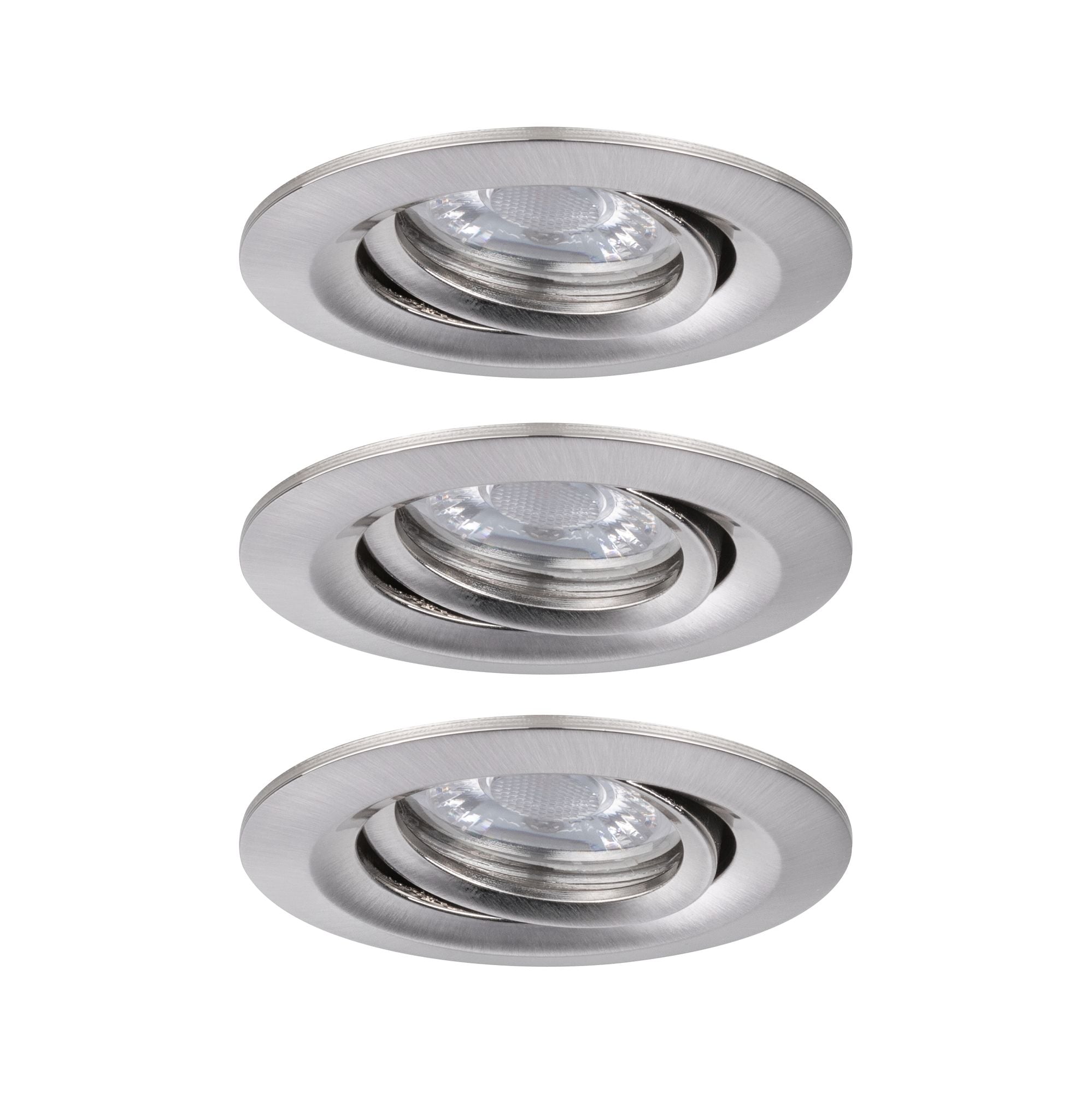 LED Einbauleuchte Nova Mini Plus Coin Basisset schwenkbar rund 66mm 15° Coin 3x4,2W 3x300lm 230V dimmbar 2700K Eisen gebürstet