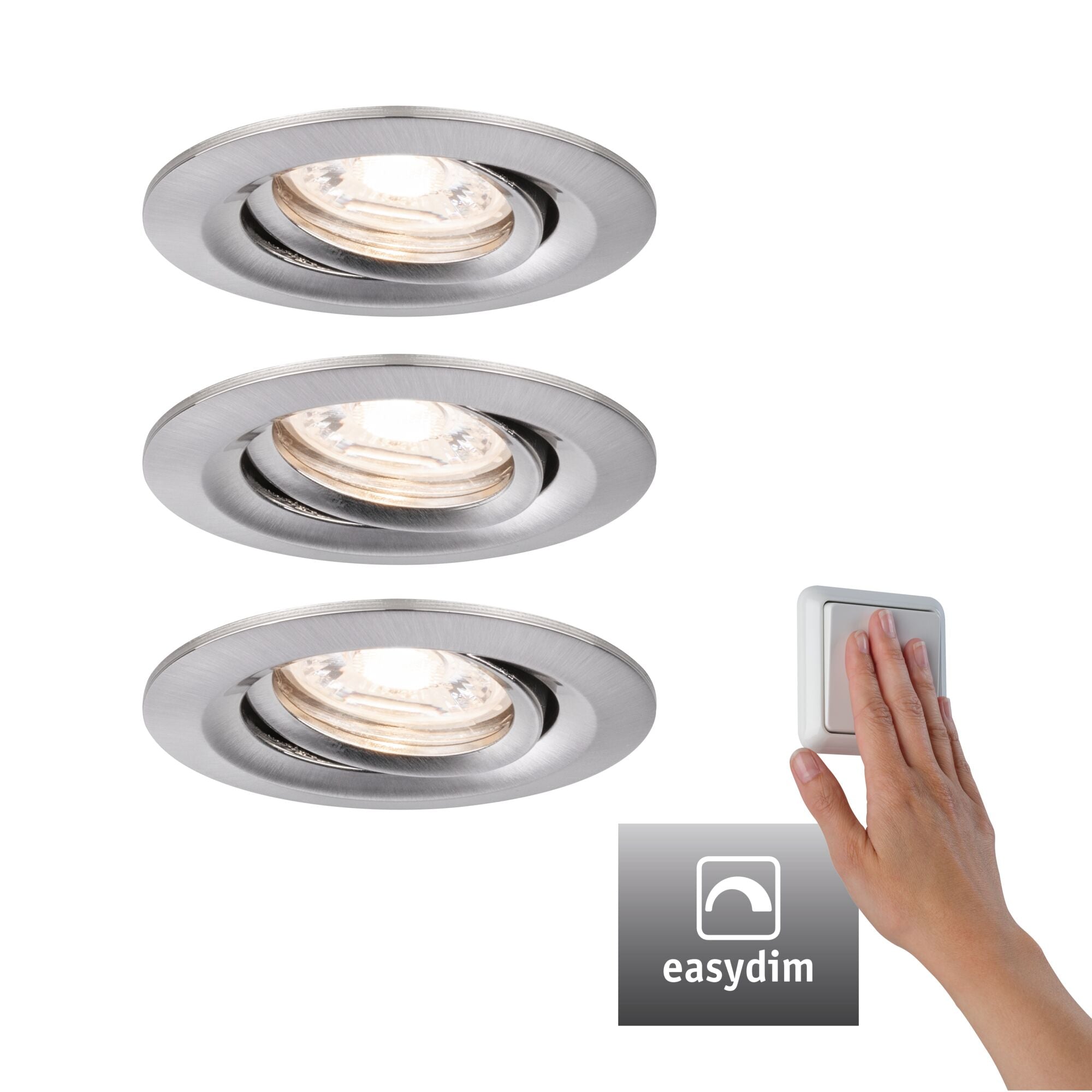 LED Einbauleuchte Nova Mini Plus Coin Basisset schwenkbar rund 66mm 15° Coin 3x4,2W 3x300lm 230V dimmbar 2700K Eisen gebürstet