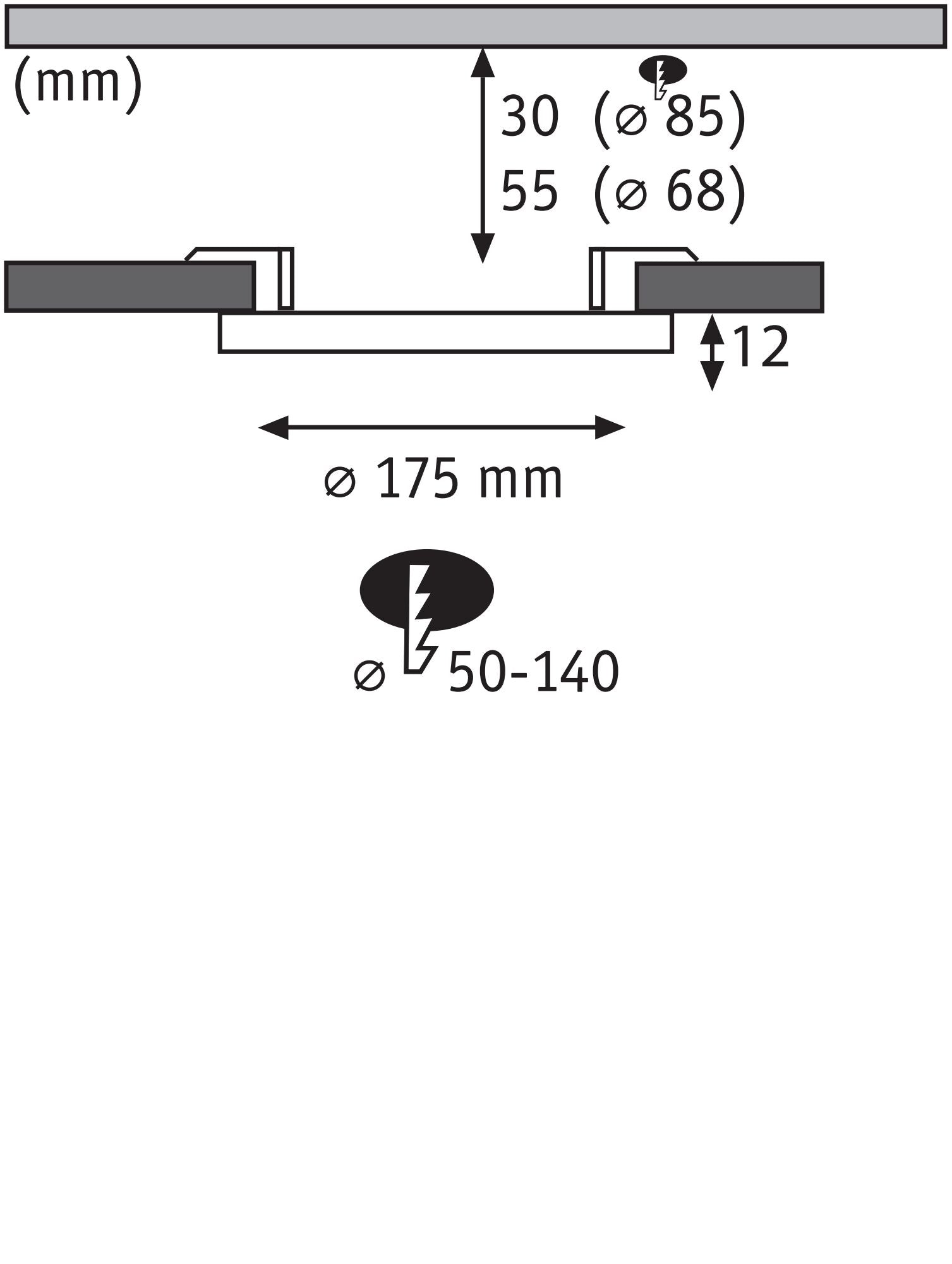 VariFit Areo IP44 rund 175mm 13W 1200lm 3 Step Dim to warm Weiß matt dimmbar