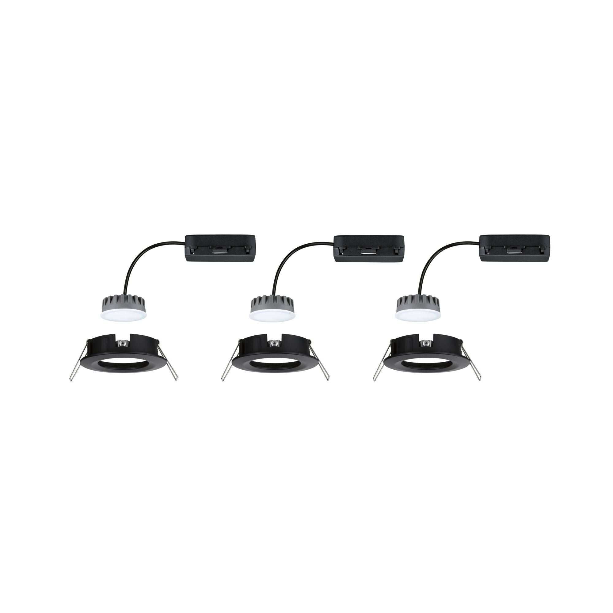 LED Einbauleuchte Nova Plus Coin Basisset starr IP44 rund 78mm Coin 3x6W 3x470lm 230V dimmbar 2700K Schwarz matt