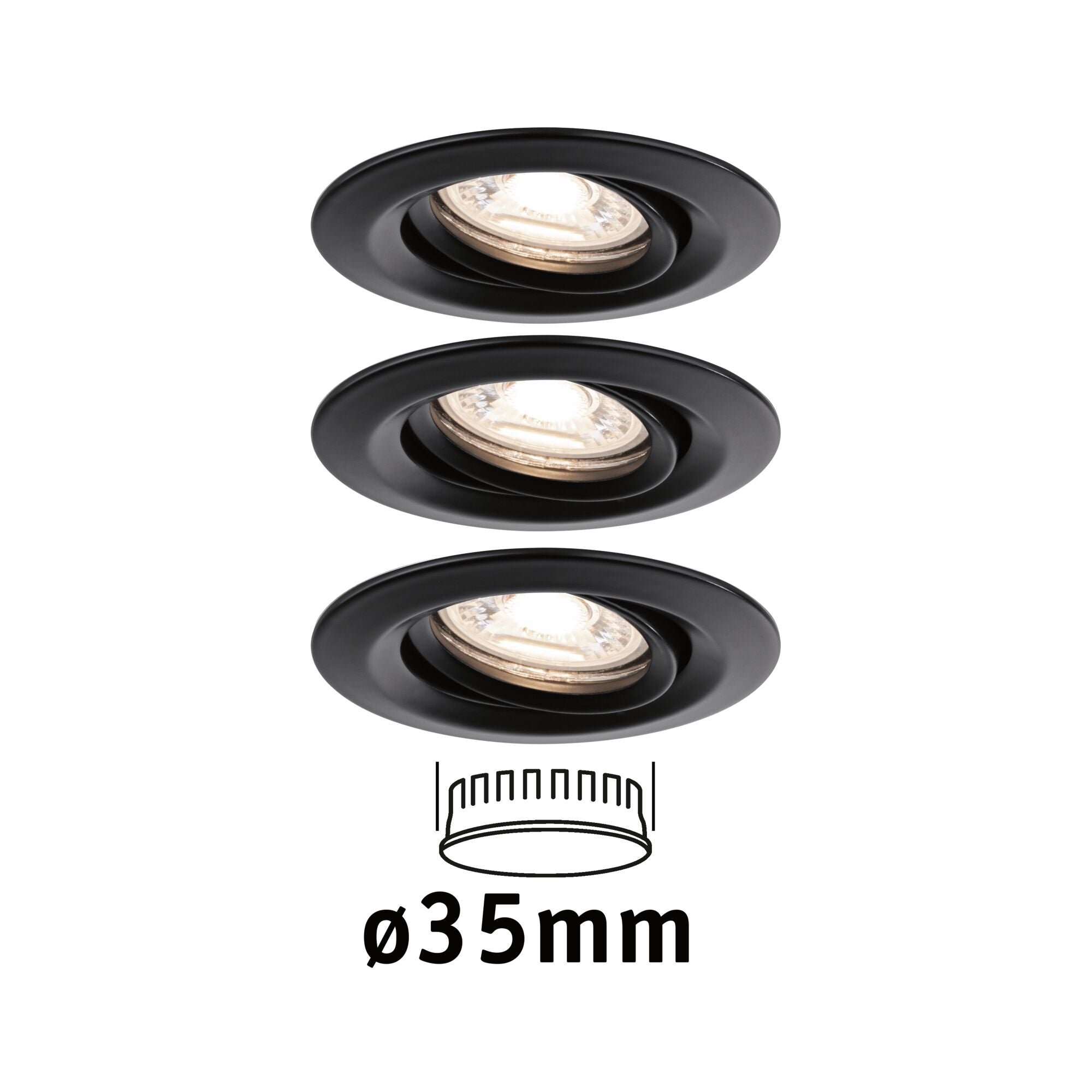 LED Einbauleuchte Nova Mini Coin Basisset schwenkbar rund 66mm 15° Coin 3x4W 3x310lm 230V 2700K Schwarz matt