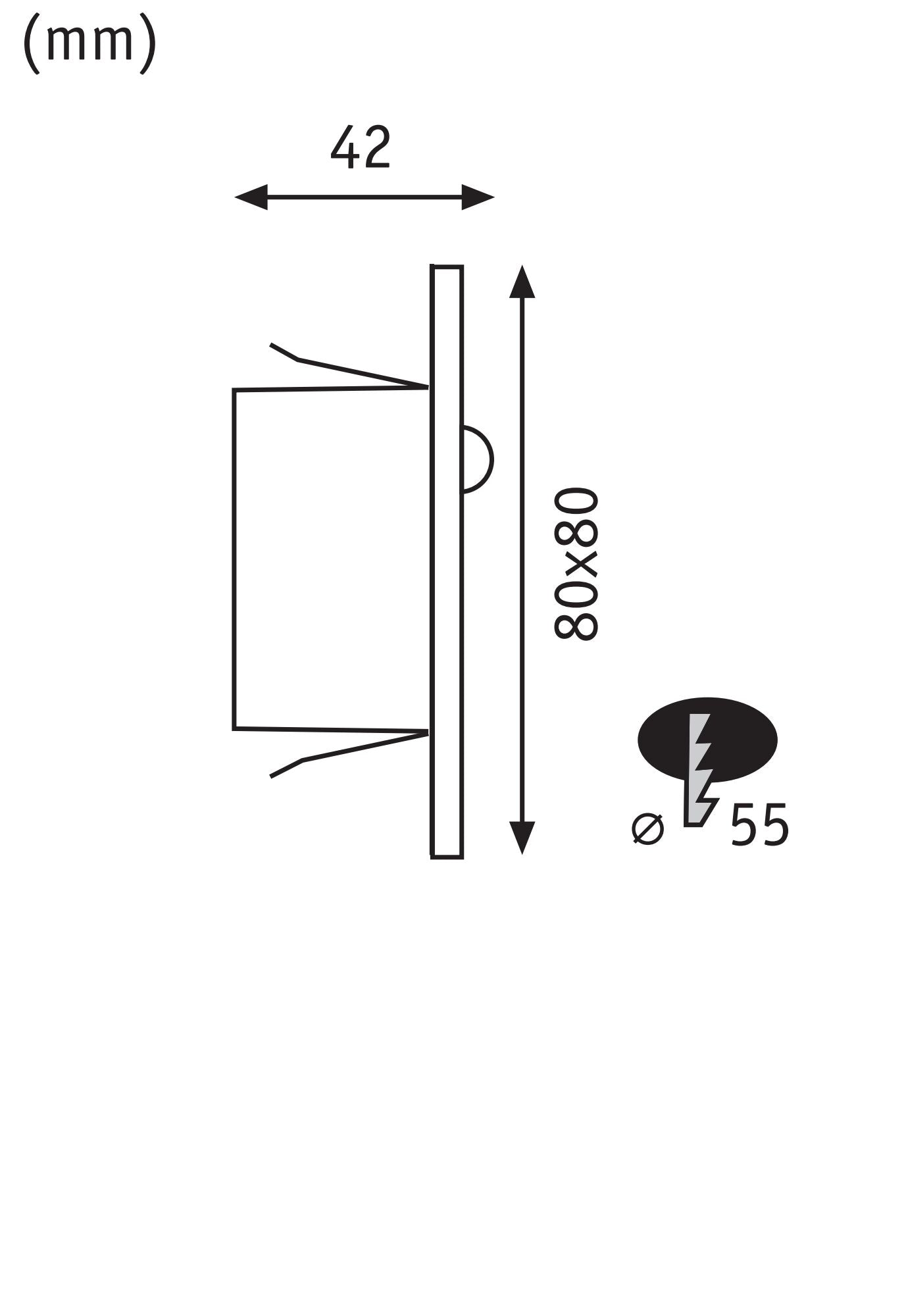 LED Wandeinbauleuchte Edge  Quadro eckig 80x42mm 1,2W 25lm 230V 2700K Schwarz