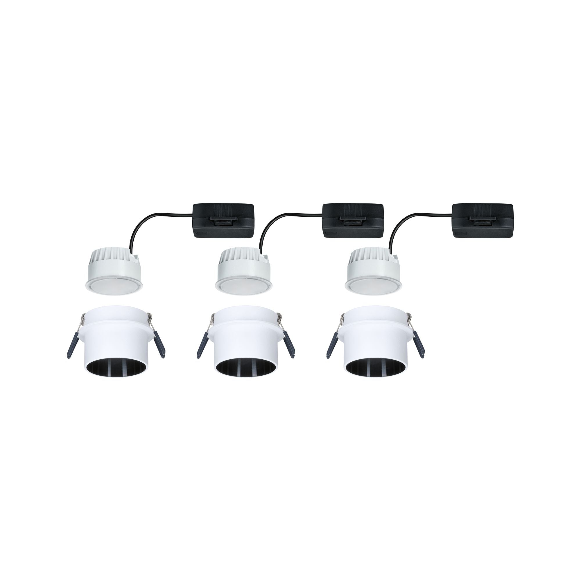 LED Einbauleuchte Gil Coin Basisset IP44 rund 68mm Coin 3x6W 3x470lm 230V dimmbar 2700K Weiß matt/Schwarz matt