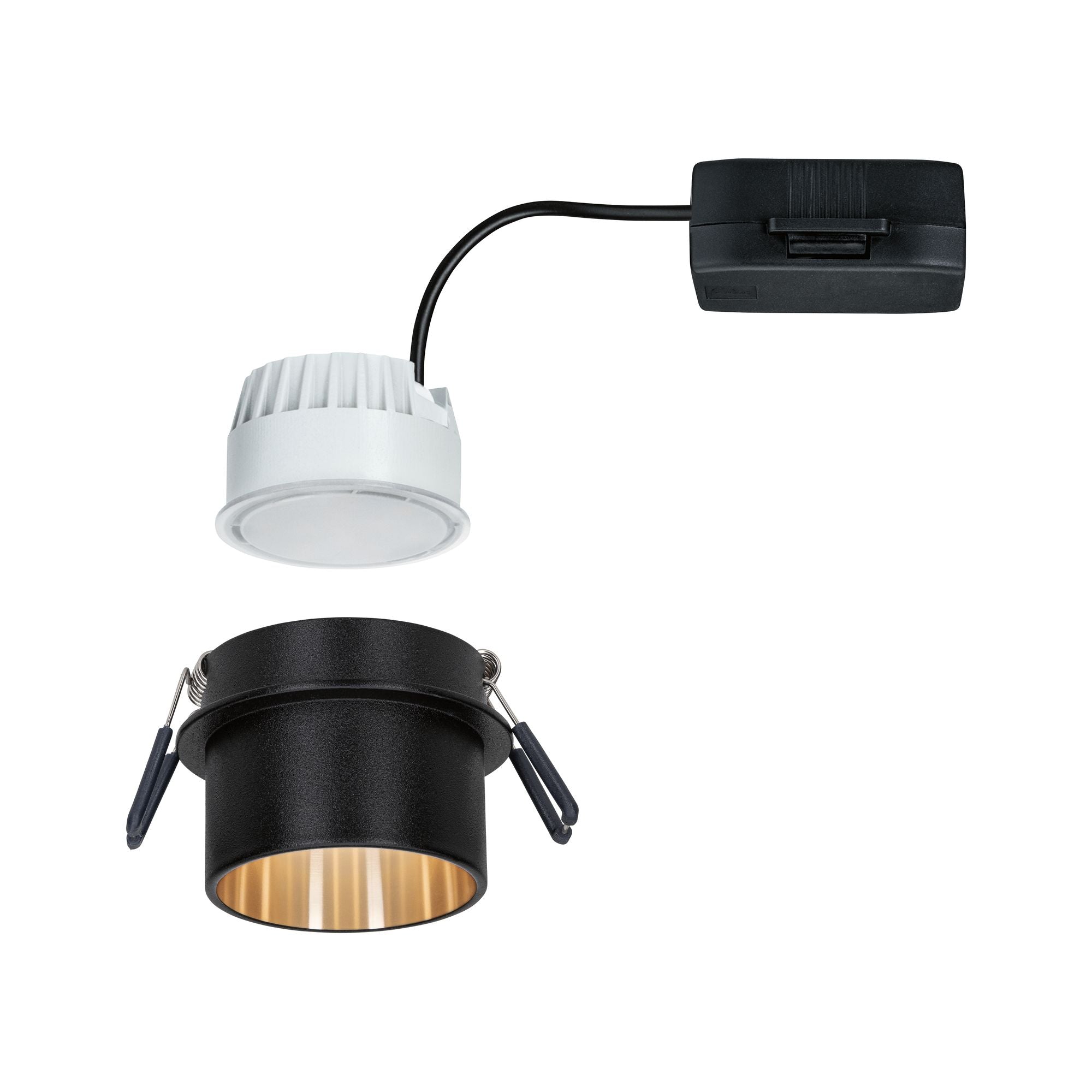 LED Einbauleuchte Gil Coin IP44 rund 68mm Coin 6W 470lm 230V dimmbar 2700K Schwarz matt/Gold