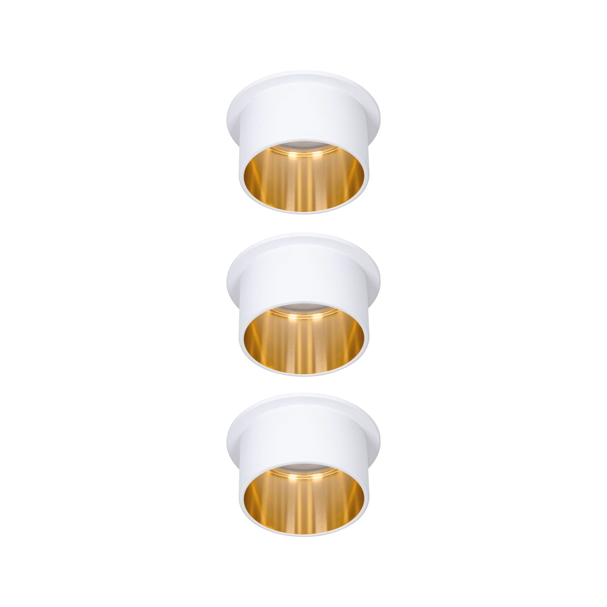 LED Einbauleuchte Gil Coin Basisset IP44 rund 68mm Coin 3x6W 3x470lm 230V dimmbar 2700K Weiß matt/Gold