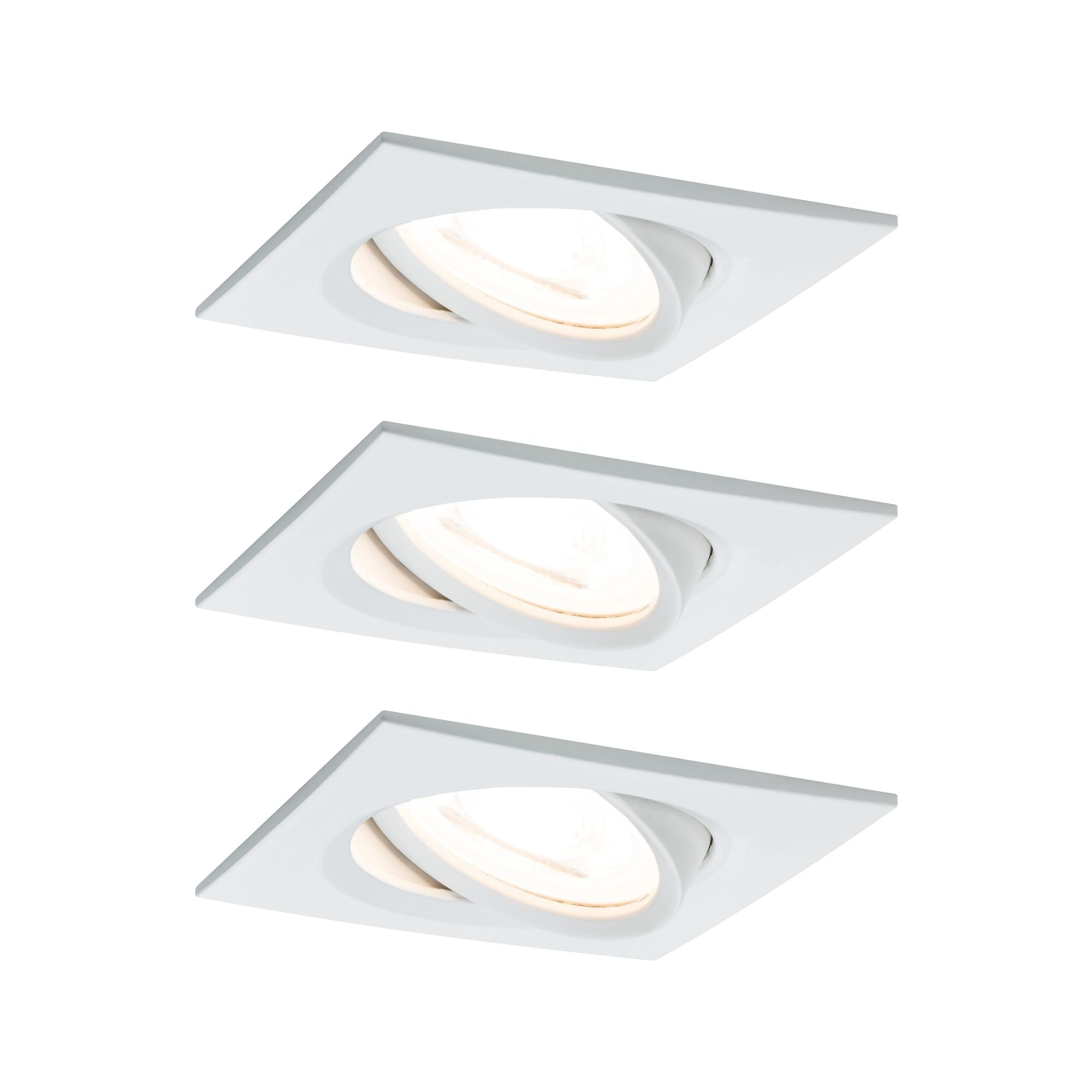 EBL Set Nova eckig schwenkbar LED 3x6,5W2700K 230V GU10 51mm Weiß matt/Alu