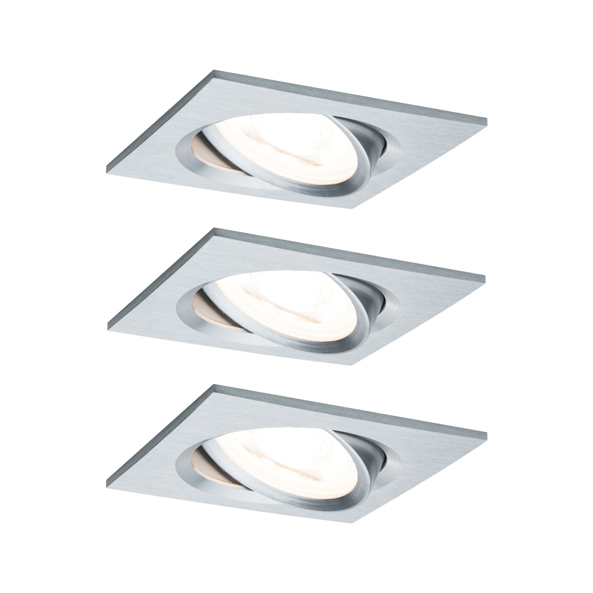 EBL Set Nova eckig schwenkbar LED 3x6,5W2700K 230V GU10 51mm Alu ged/Alu