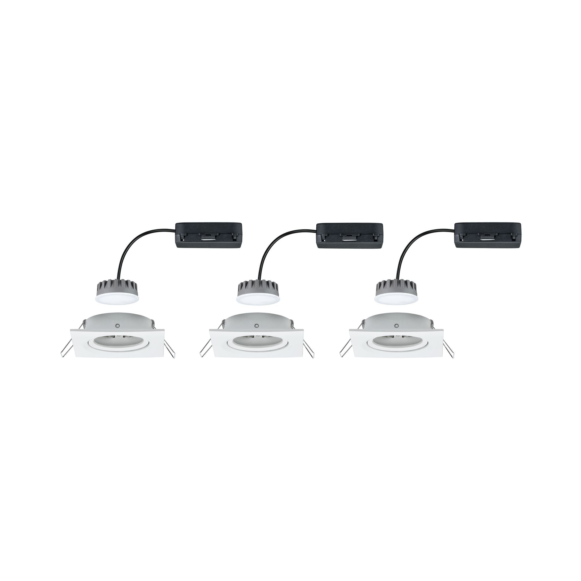 LED Einbauleuchte Nova Plus Coin Basisset schwenkbar eckig 84x84mm 50° Coin 3x6W 3x470lm 230V dimmbar 2700K Weiß matt