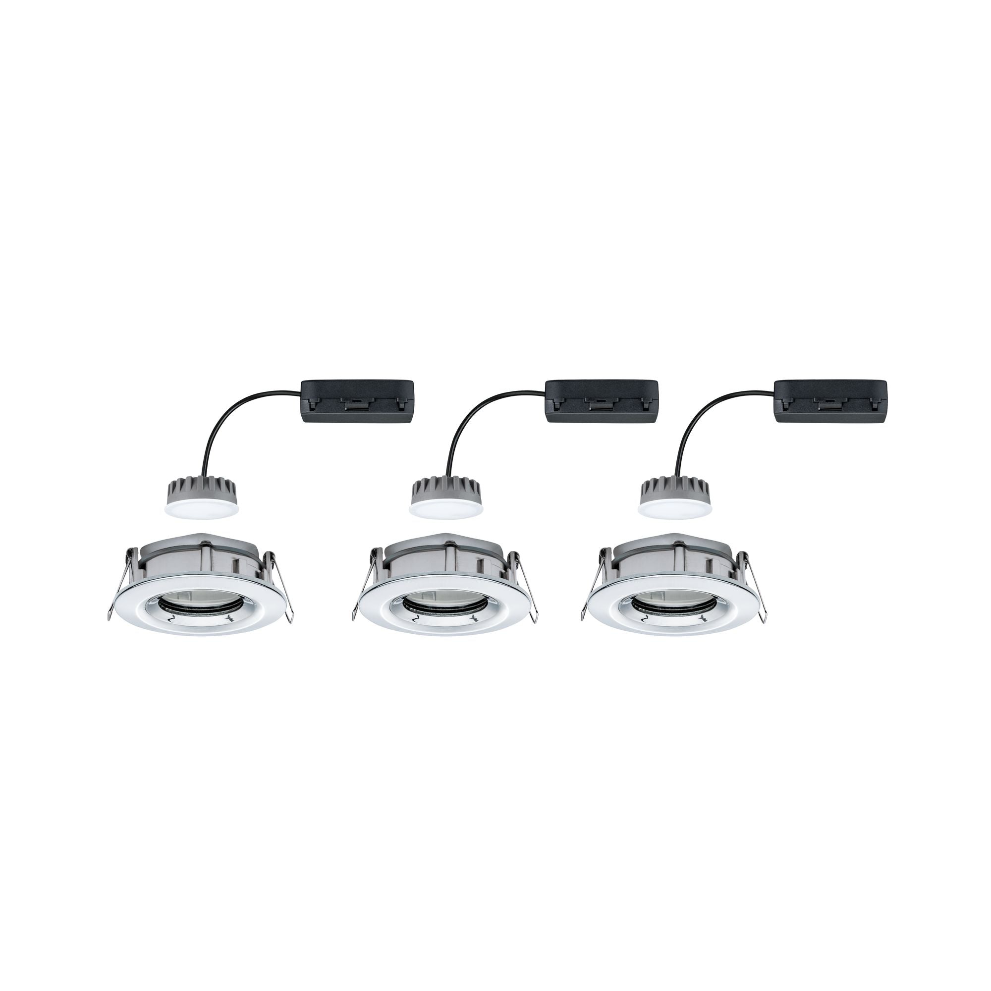 LED Einbauleuchte Nova Plus Coin Basisset schwenkbar IP65 rund 93mm 30° Coin 3x6W 3x470lm 230V dimmbar 2700K Chrom