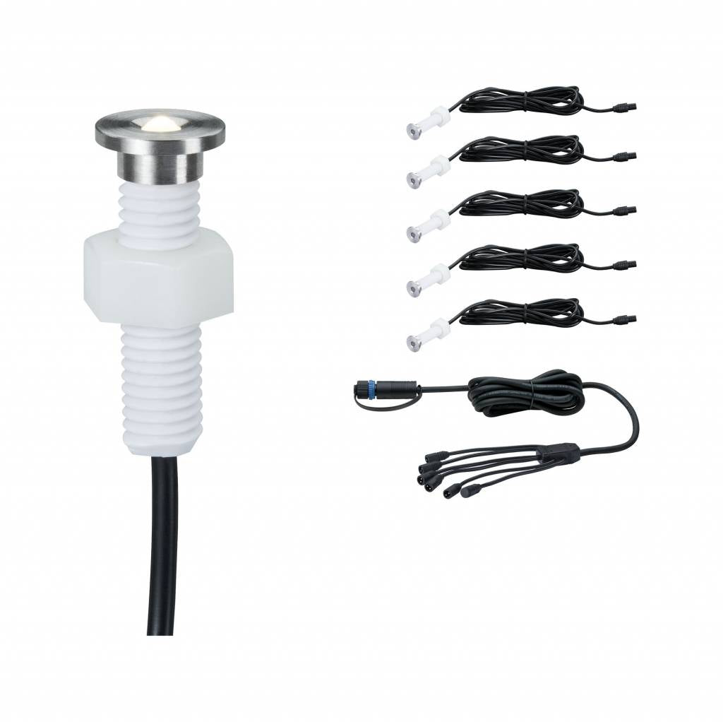 Plug & Shine Set Einbauleuchte MicroPen II IP67 3000K 5x0,22W 