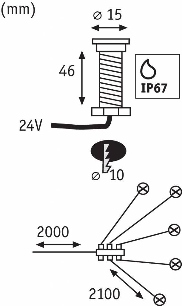 Plug & Shine Set Einbauleuchte MicroPen II IP67 3000K 5x0,22W 