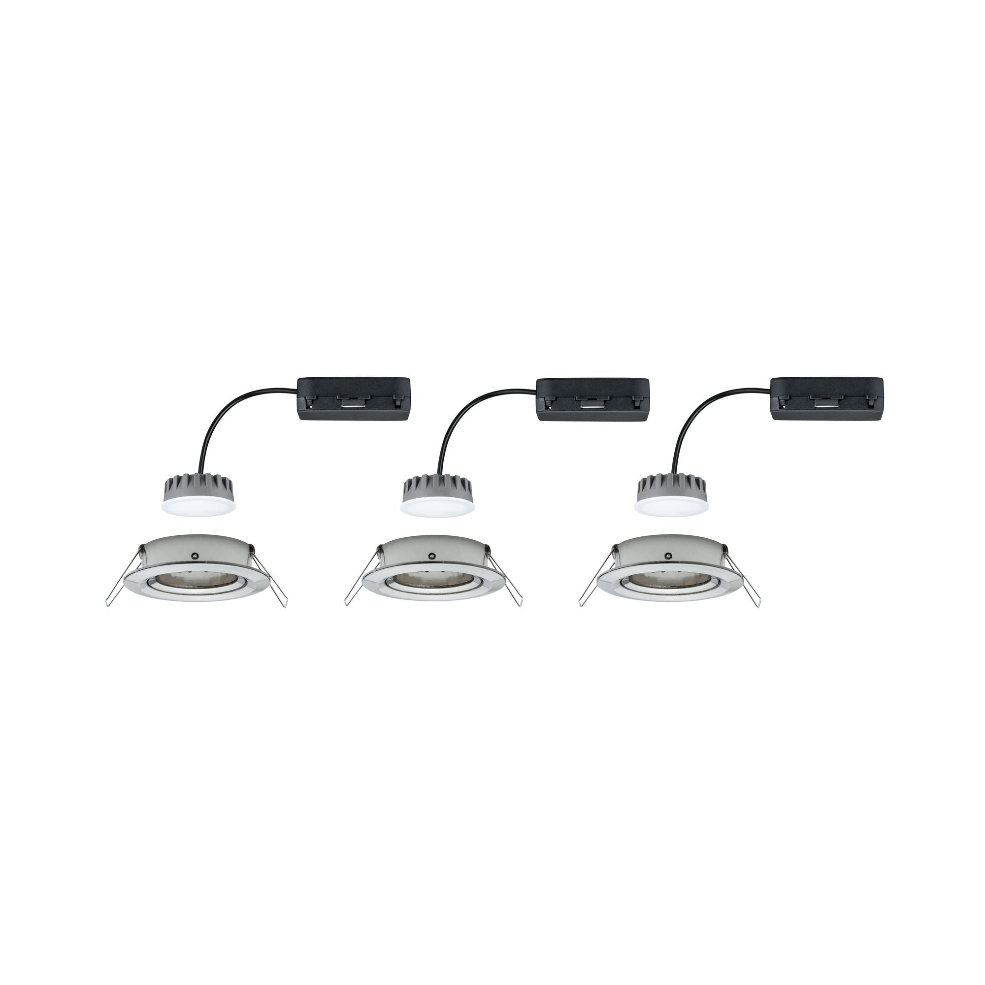 LED Einbauleuchte Nova Plus Coin Basisset schwenkbar rund 84mm 50° Coin 3x6W 3x470lm 230V dimmbar 2700K Eisen gebürstet