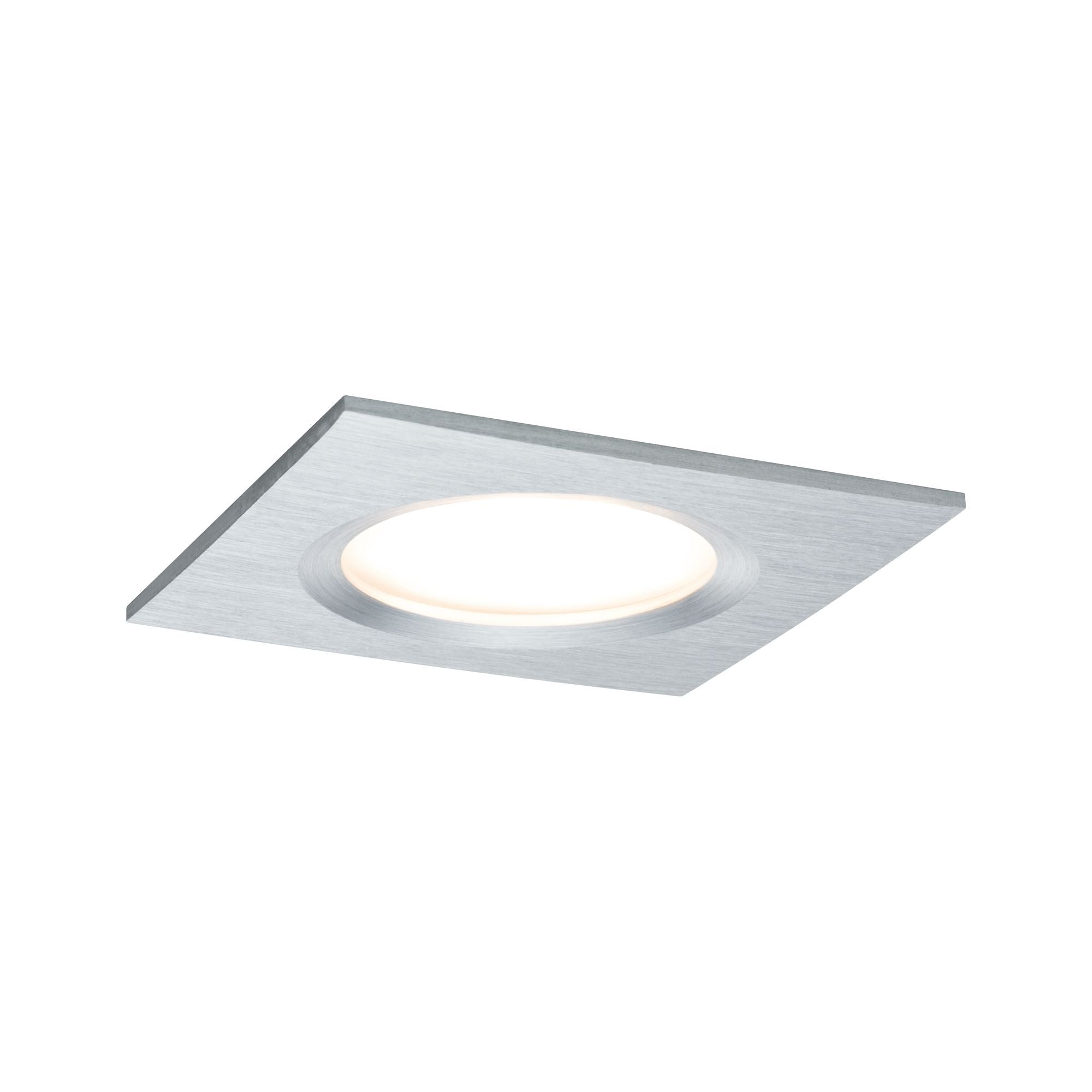 LED Einbauleuchte Nova Plus Coin Basisset starr IP44 eckig 78x78mm Coin 3x6W 3x470lm 230V dimmbar 2700K Alu gedreht