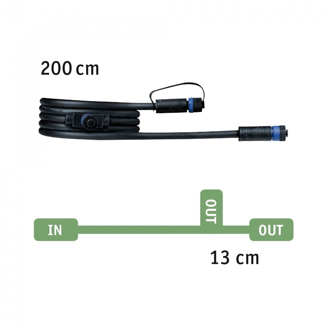  Plug & Shine Kabel IP68 2 m Schwarz mit zwei Anschlussbuchsen