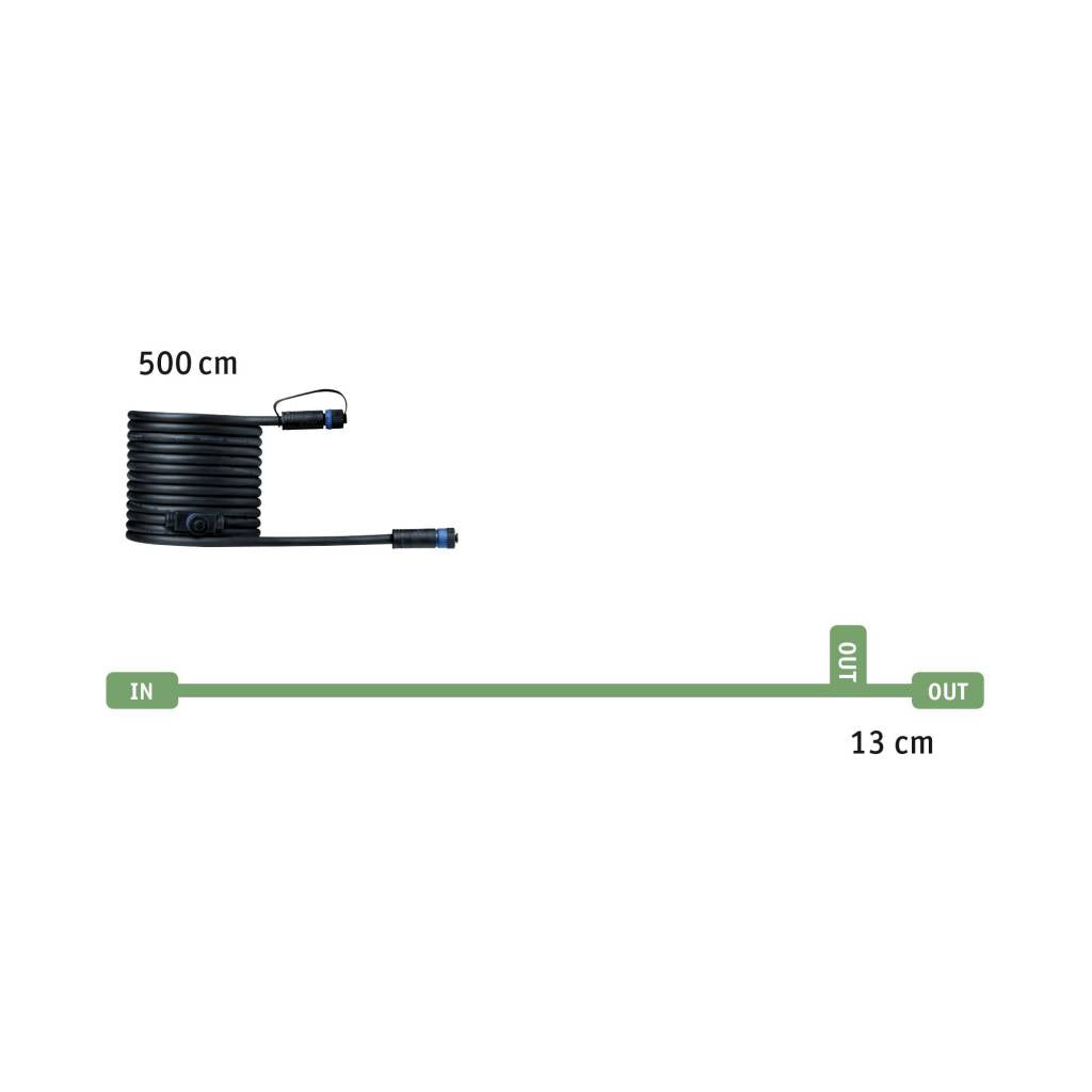 Plug & Shine Kabel IP68 5m Schwarz mit zwei Anschlussbuchsen 