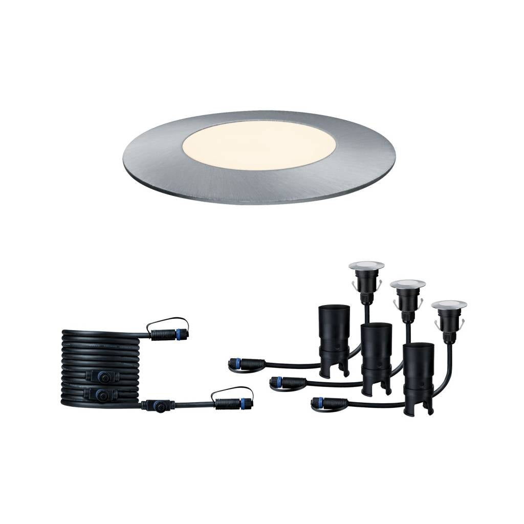 Plug & Shine Bodeneinbauleuchte Floor Mini Set IP65 3000K 3x2,5W 24V Silber 