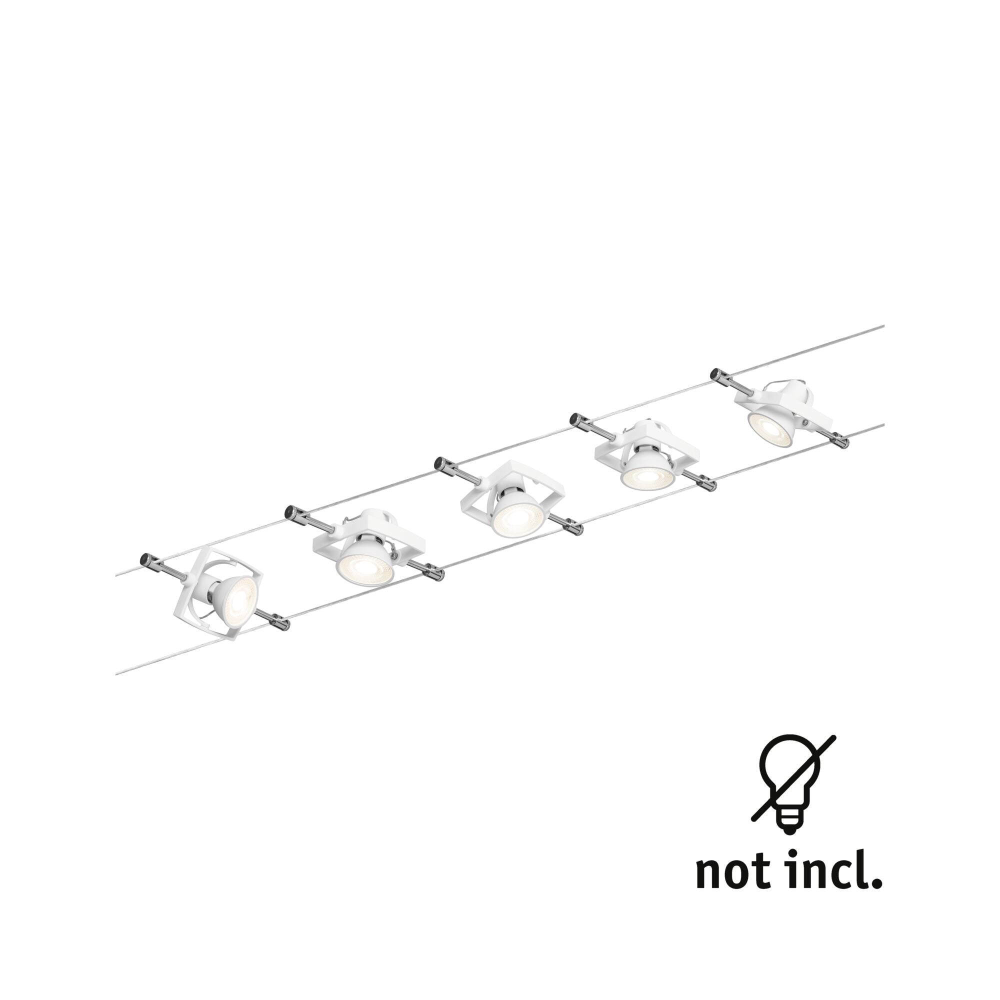 Seilsystem Mac II  Basisset GU5,3 max. 5x10W dimmbar 230/12V Weiß