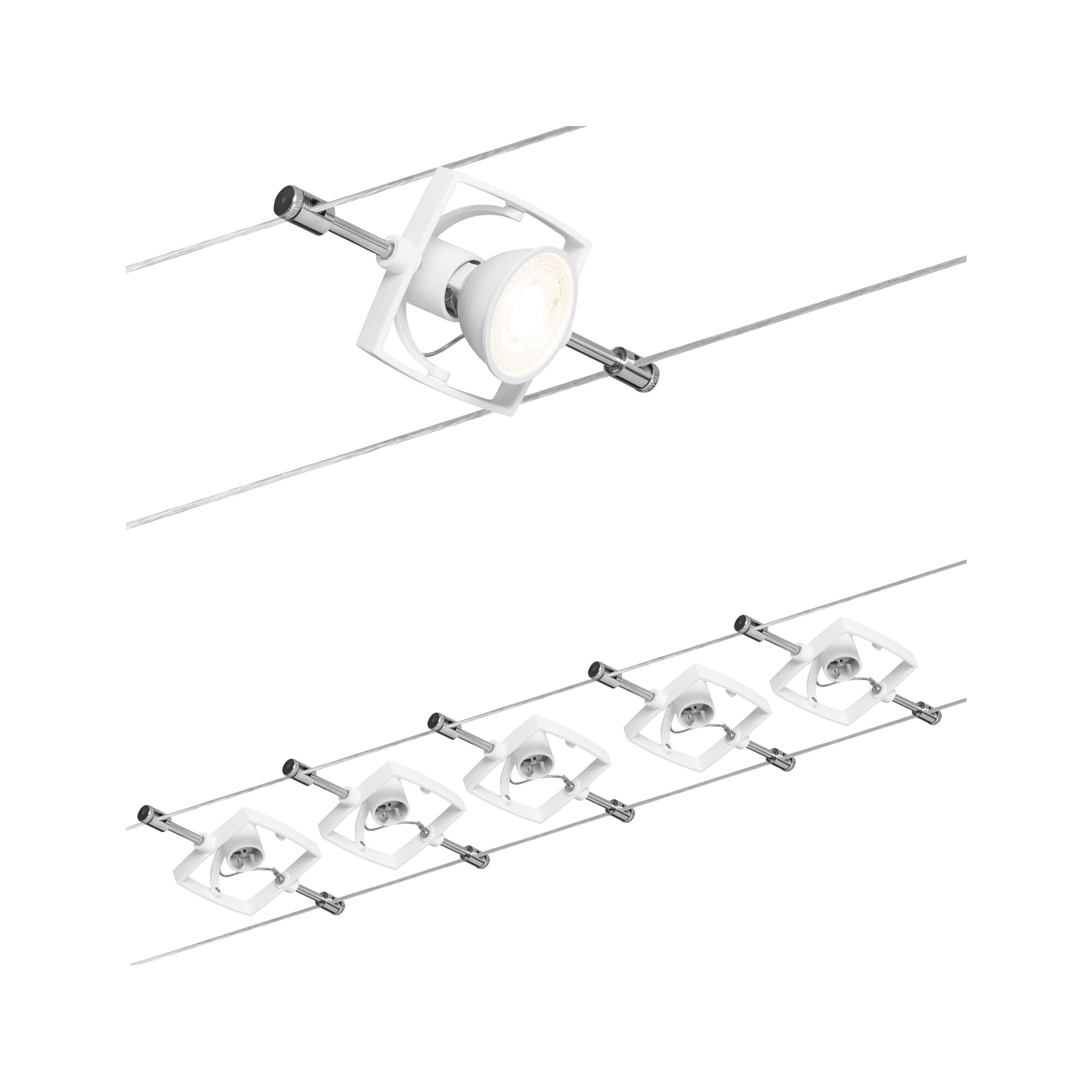 Seilsystem Mac II  Basisset GU5,3 max. 5x10W dimmbar 230/12V Weiß