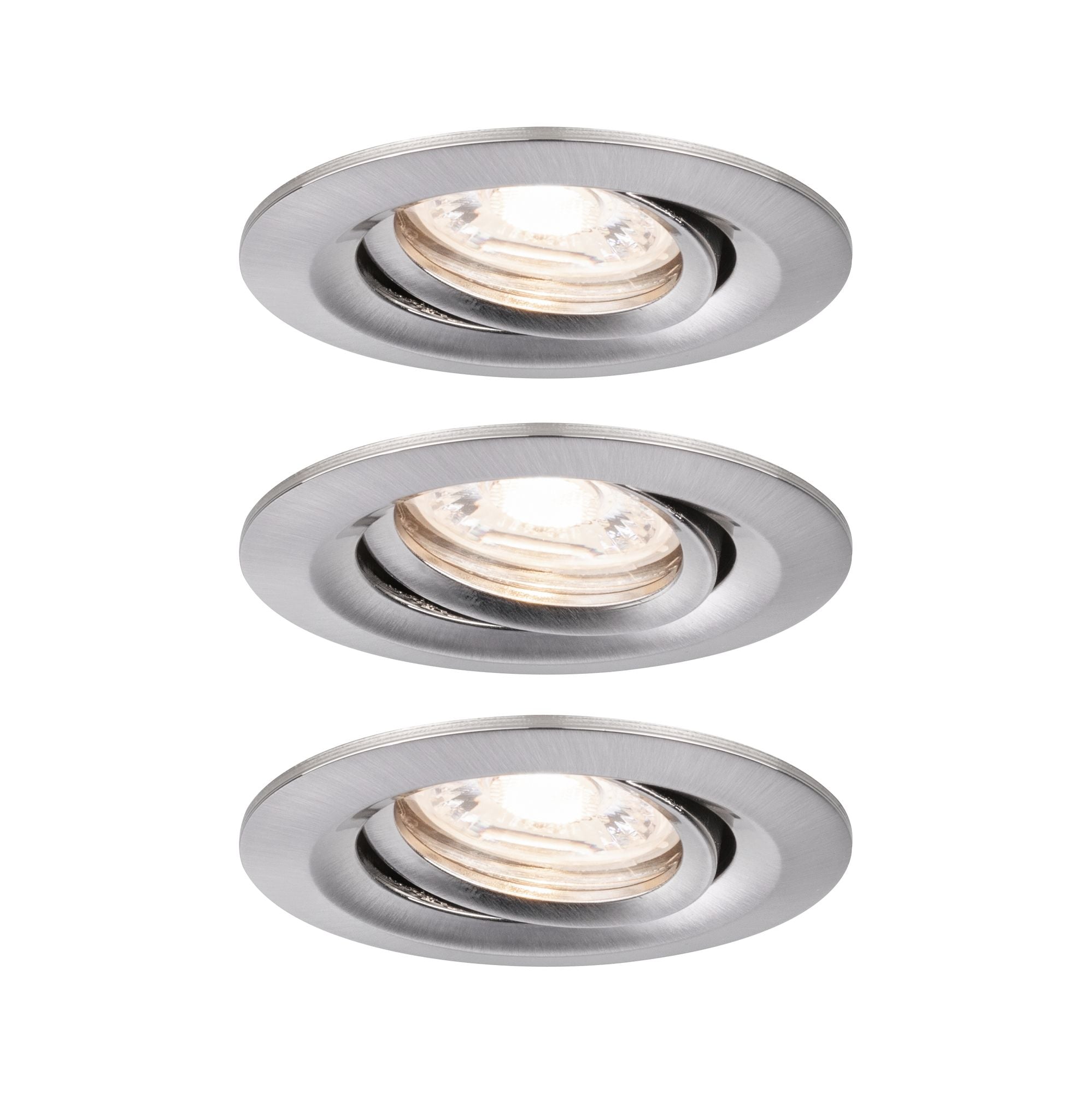 LED Einbauleuchte Nova Mini Coin Basisset schwenkbar rund 66mm 15° Coin 3x4W 3x310lm 230V 2700K Eisen gebürstet